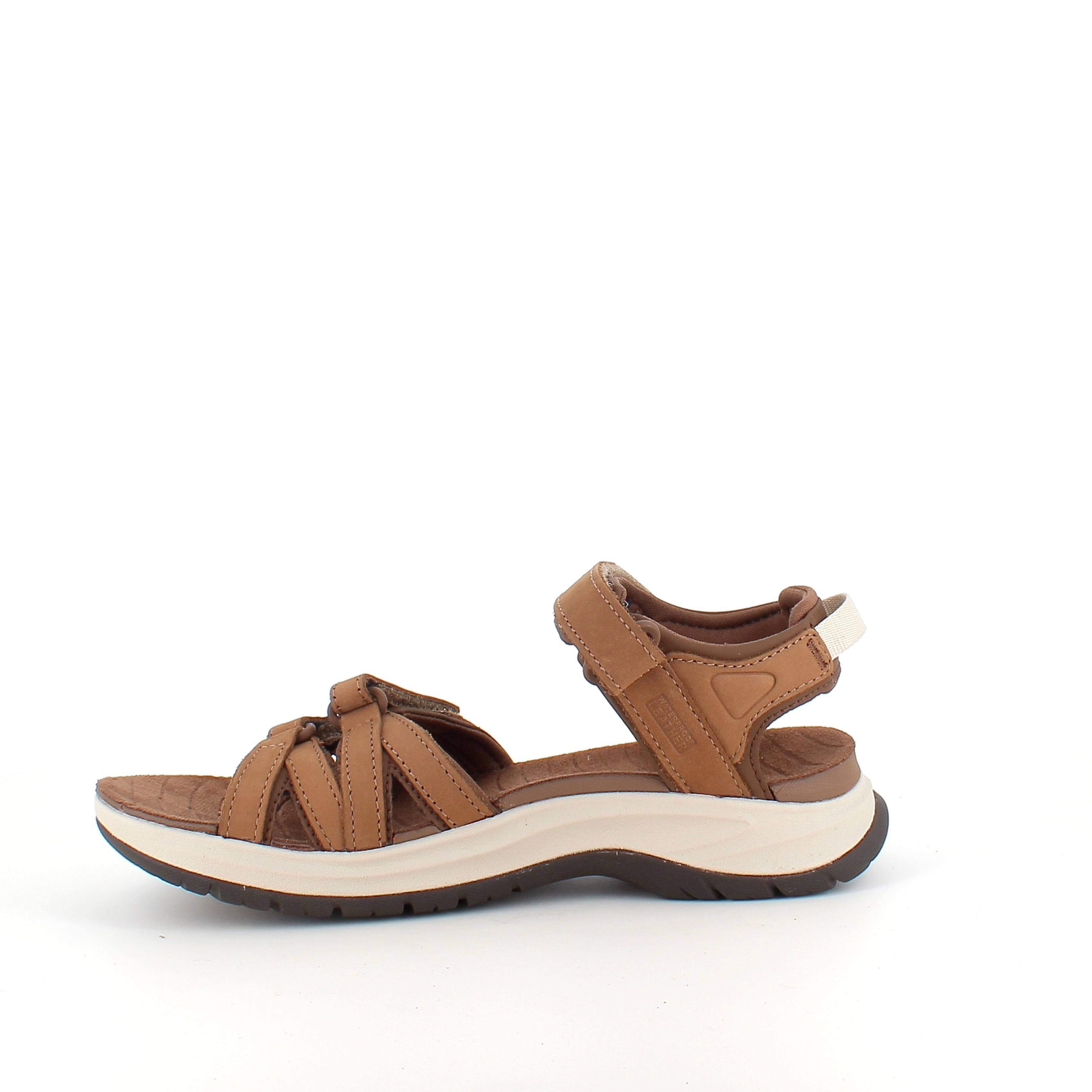 Brun Teva lædersandal med svangstøtte og stødabsorbering – komfort hele dagen