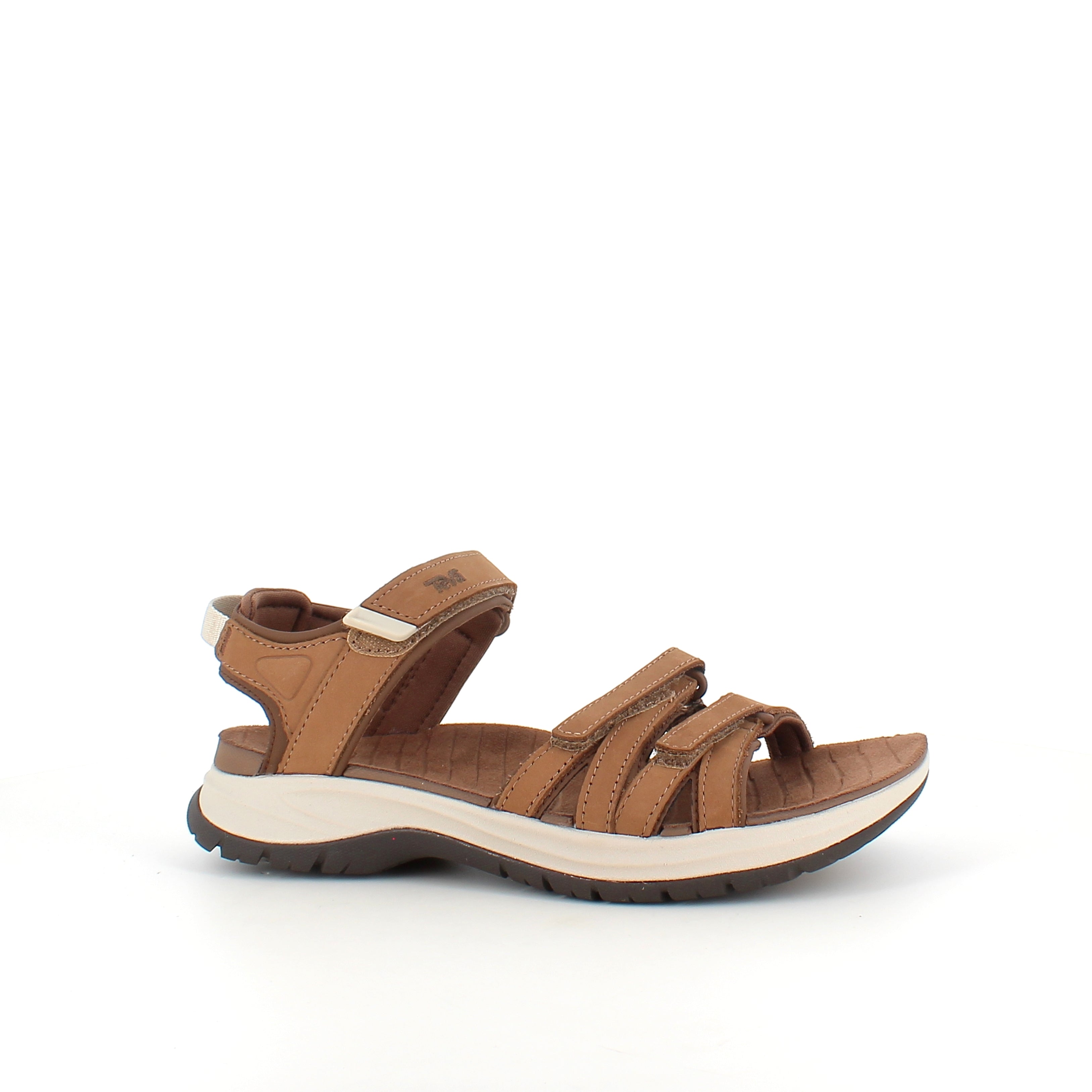 Brun Teva lædersandal med svangstøtte og stødabsorbering – komfort hele dagen