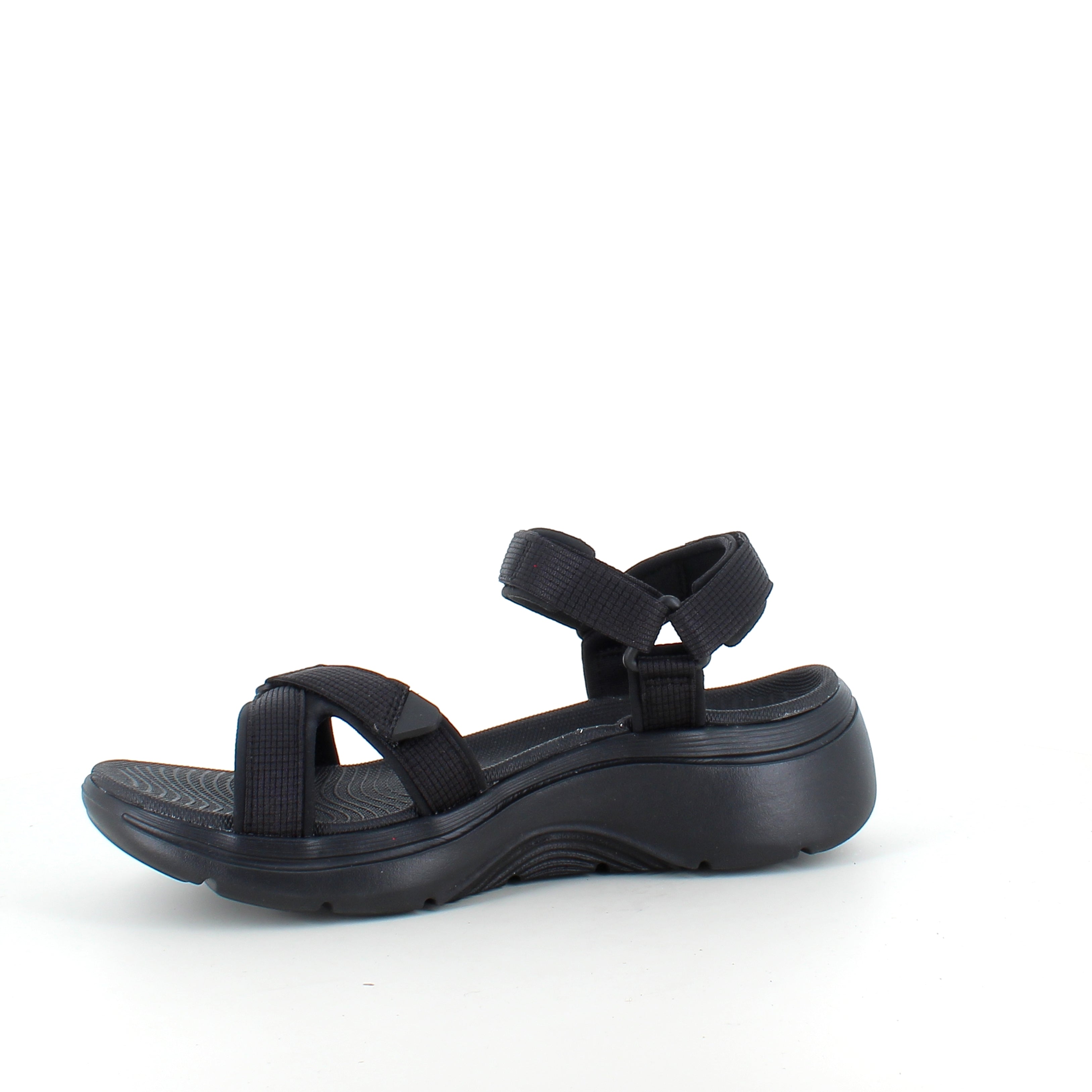 Skechers GO WALK Sandal i sort – komfort sandal med svangstøtte & stødabsorbering
