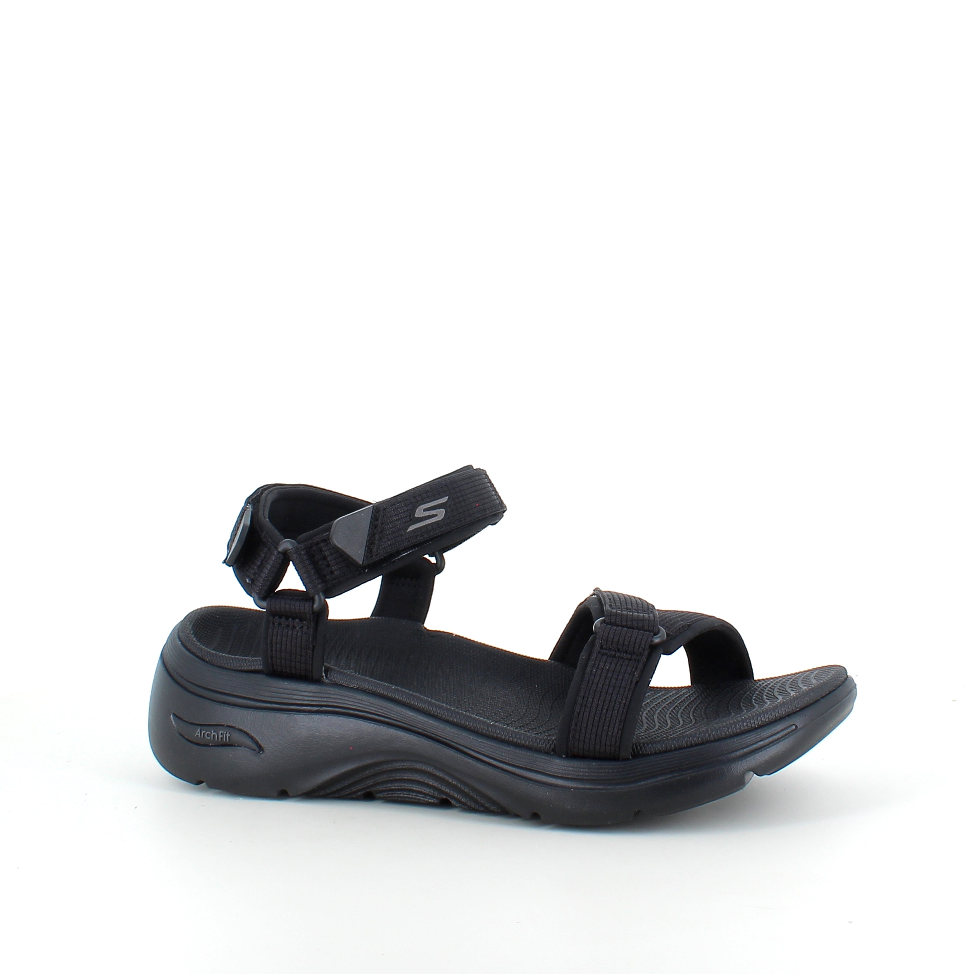 Skechers GO WALK Sandal i sort – komfort sandal med svangstøtte & stødabsorbering