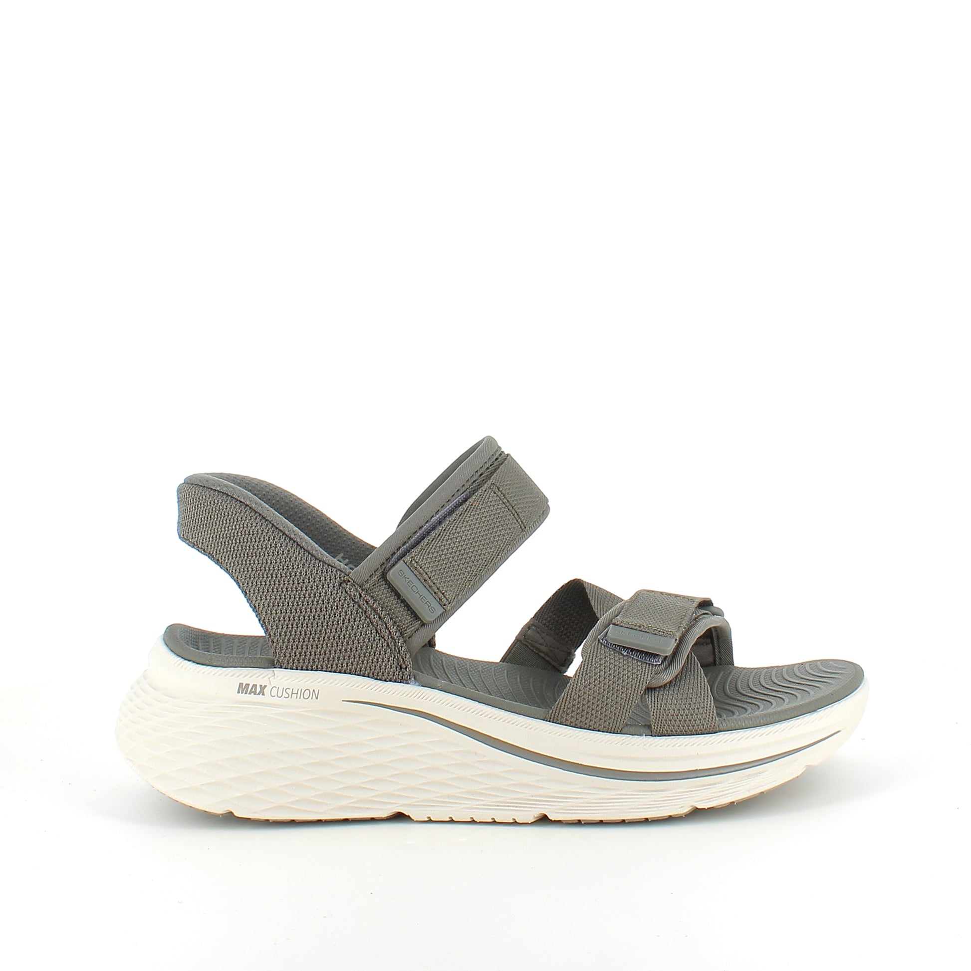 Skechers Max Cushioning sandal i olivengrøn – maksimal komfort & nem Slip-ins pasform