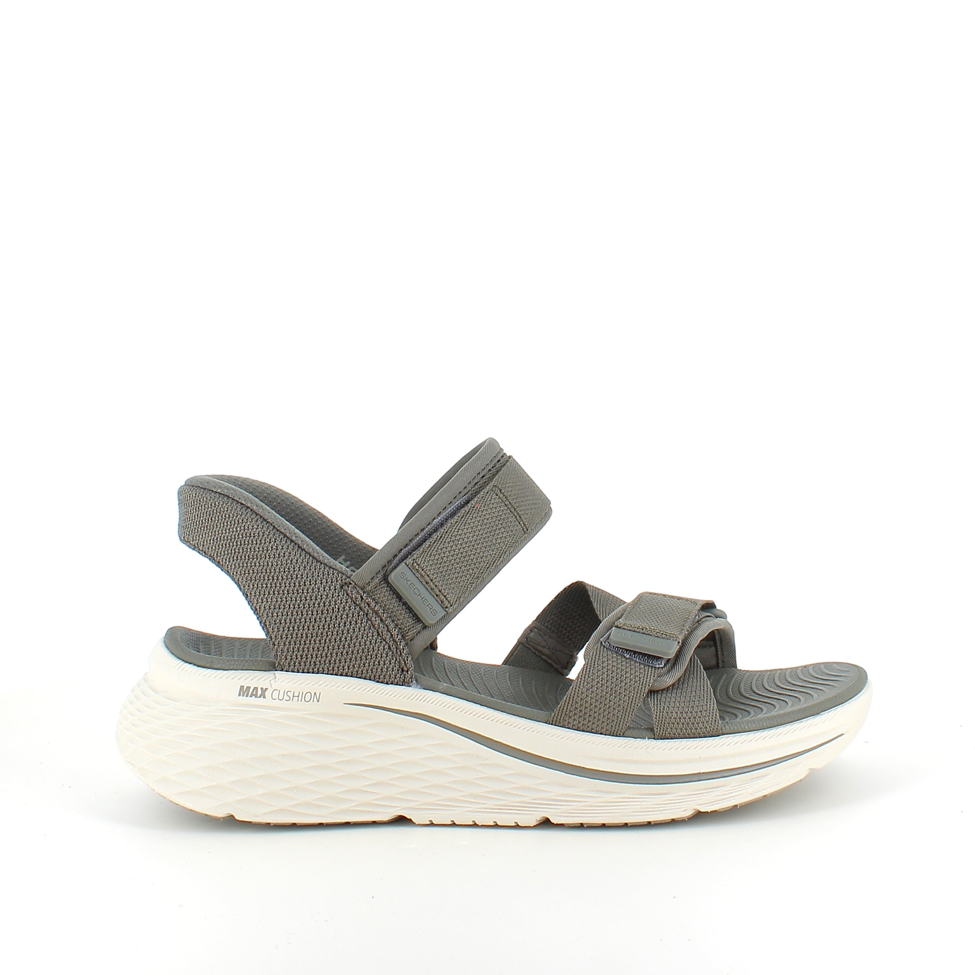 Skechers Max Cushioning sandal i olivengrøn – maksimal komfort & nem Slip-ins pasform