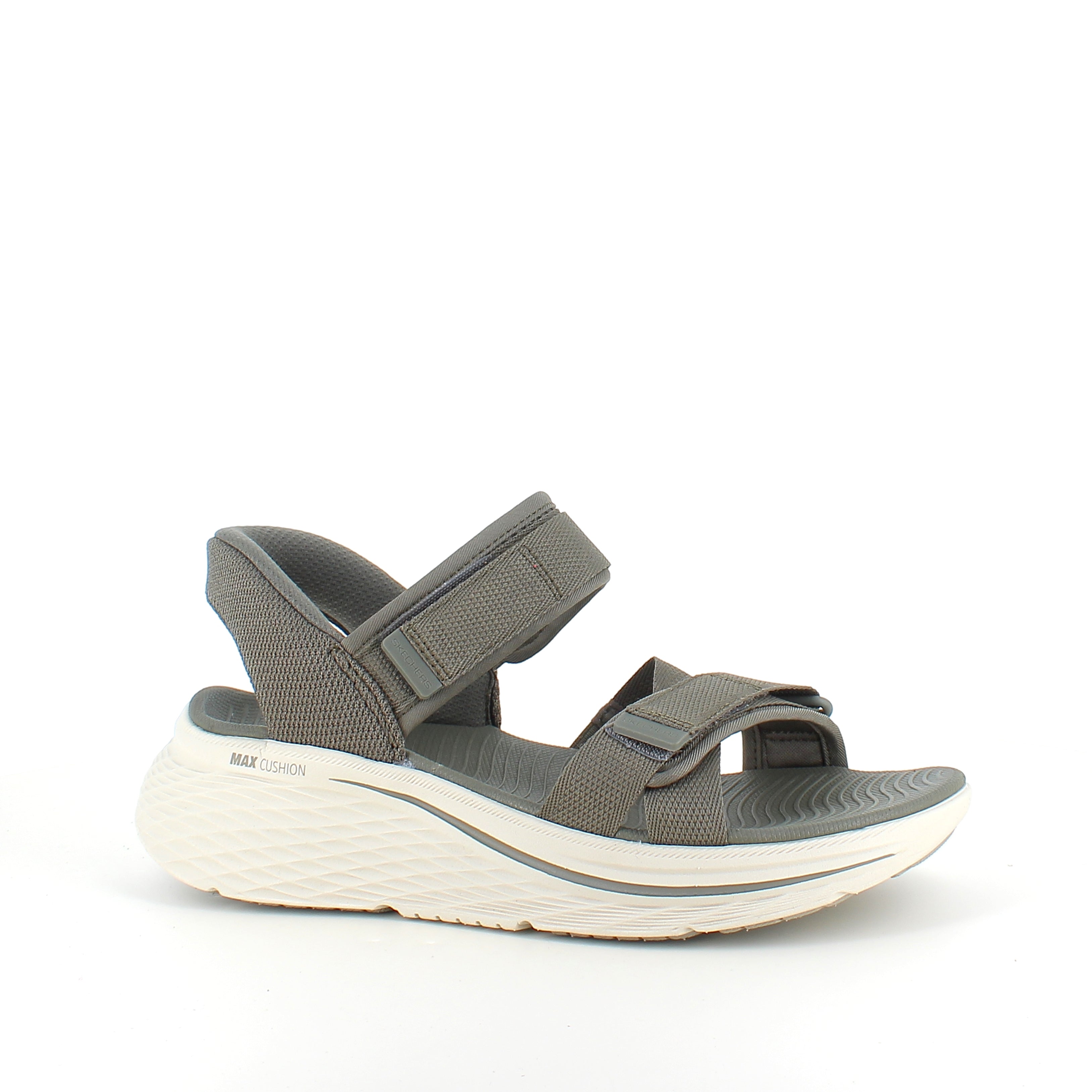 Skechers Max Cushioning sandal i olivengrøn – maksimal komfort & nem Slip-ins pasform