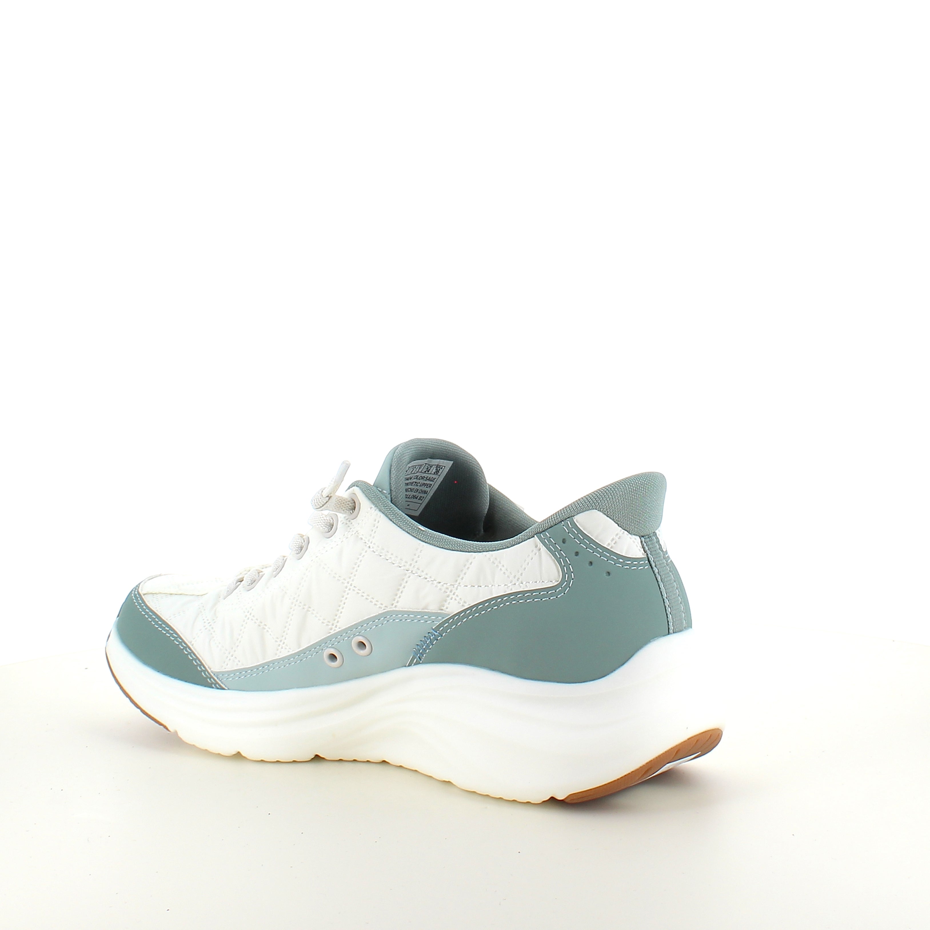 Skechers Slip-ins – Contour Foam Cozy Fit – hvid/grøn