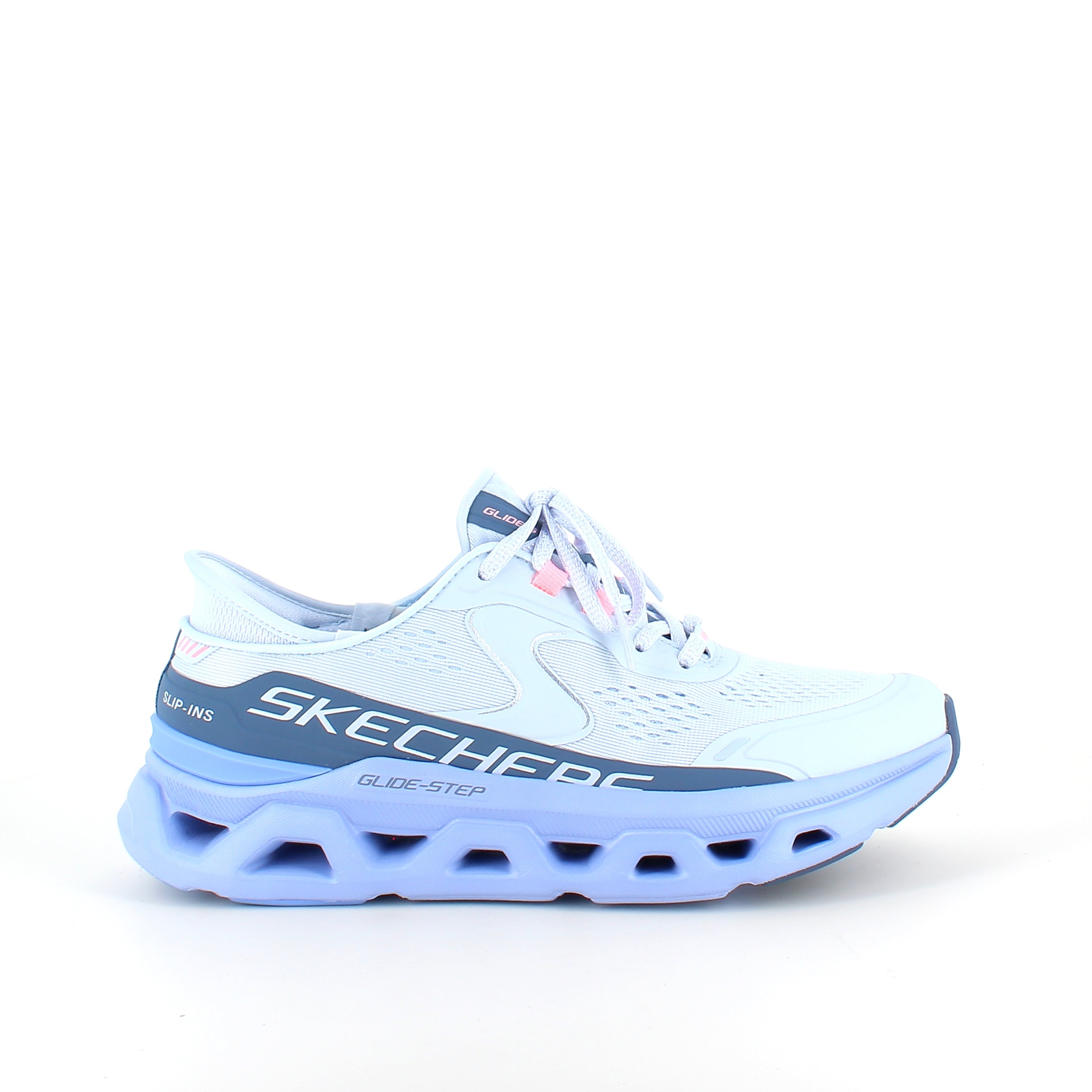 Skechers Glide-Step Aldus i lys blå – slip in sneaker med svangstøtte & stødabsorbering