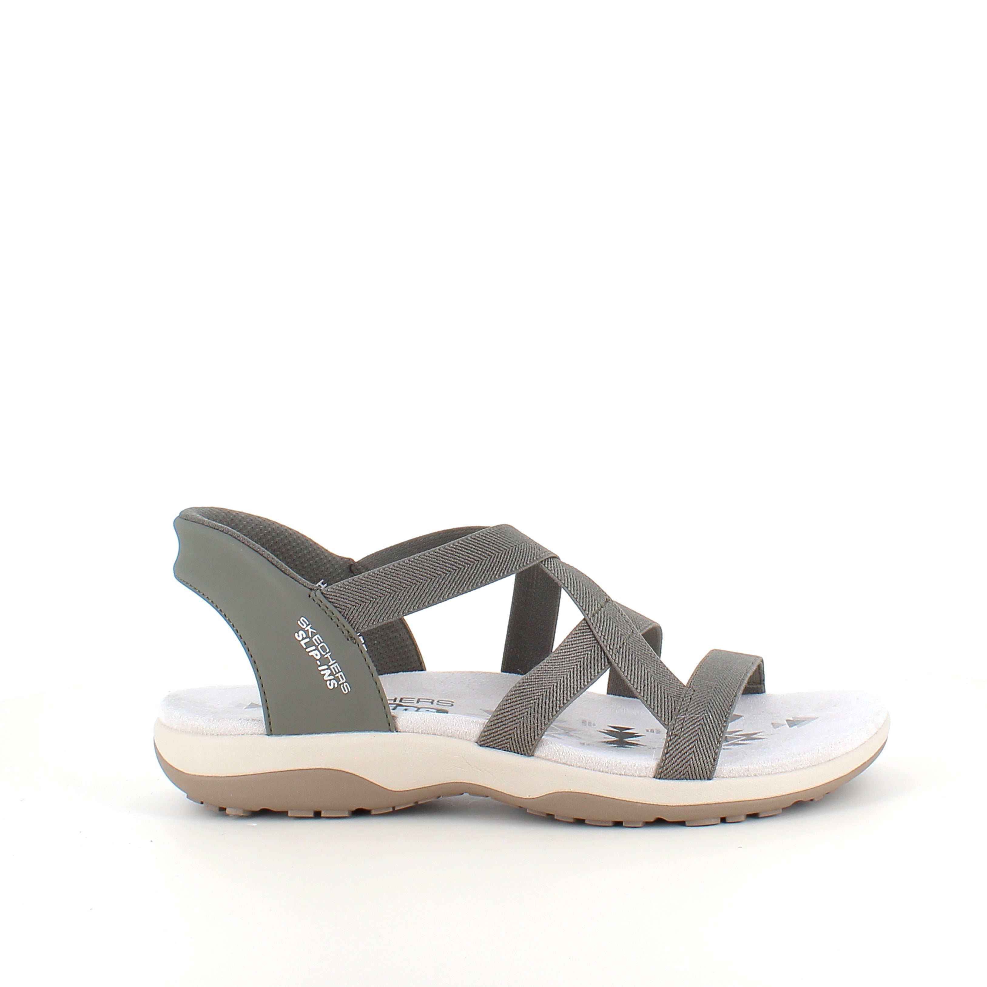 Skechers Slip-ins sandal i olivengrøn – let, fleksibel & komfortabel sandal