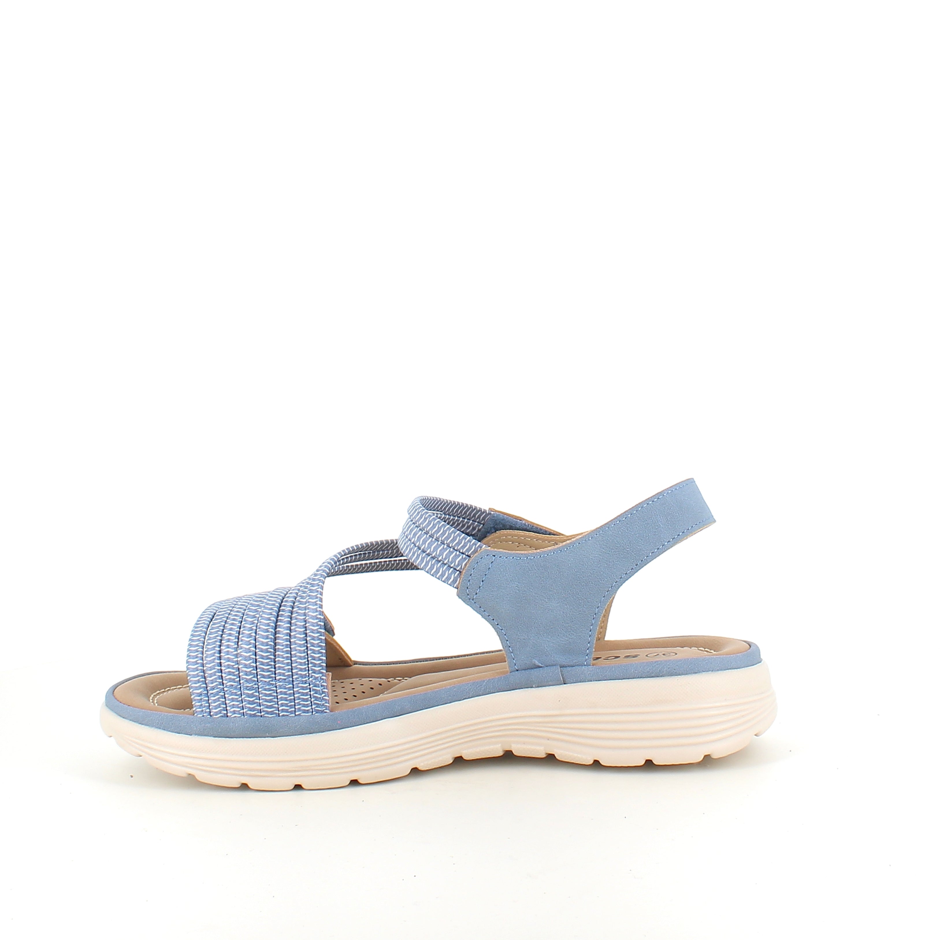 Blå komfort sandal med elastiske remme – let & støttende