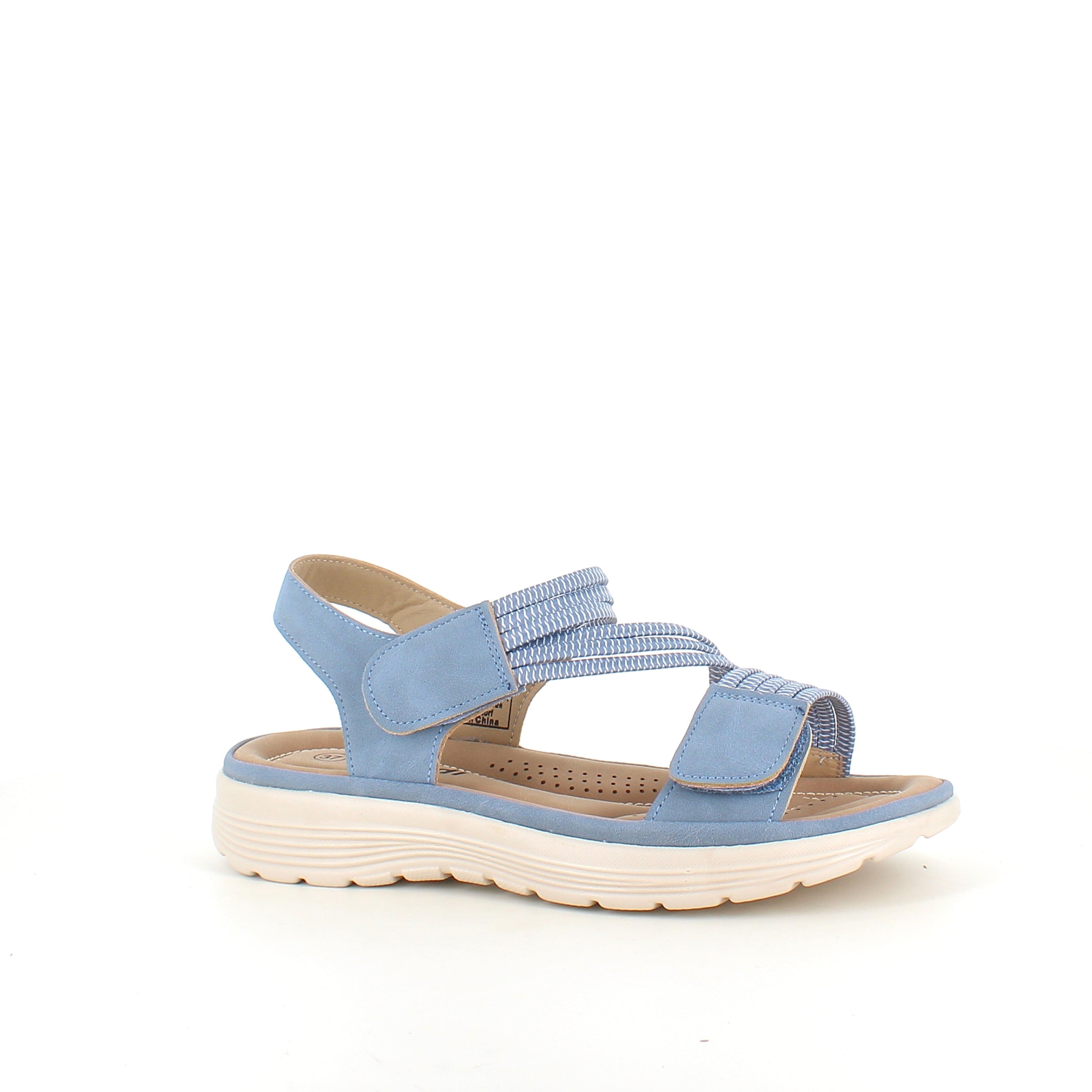 Blå komfort sandal med elastiske remme – let & støttende
