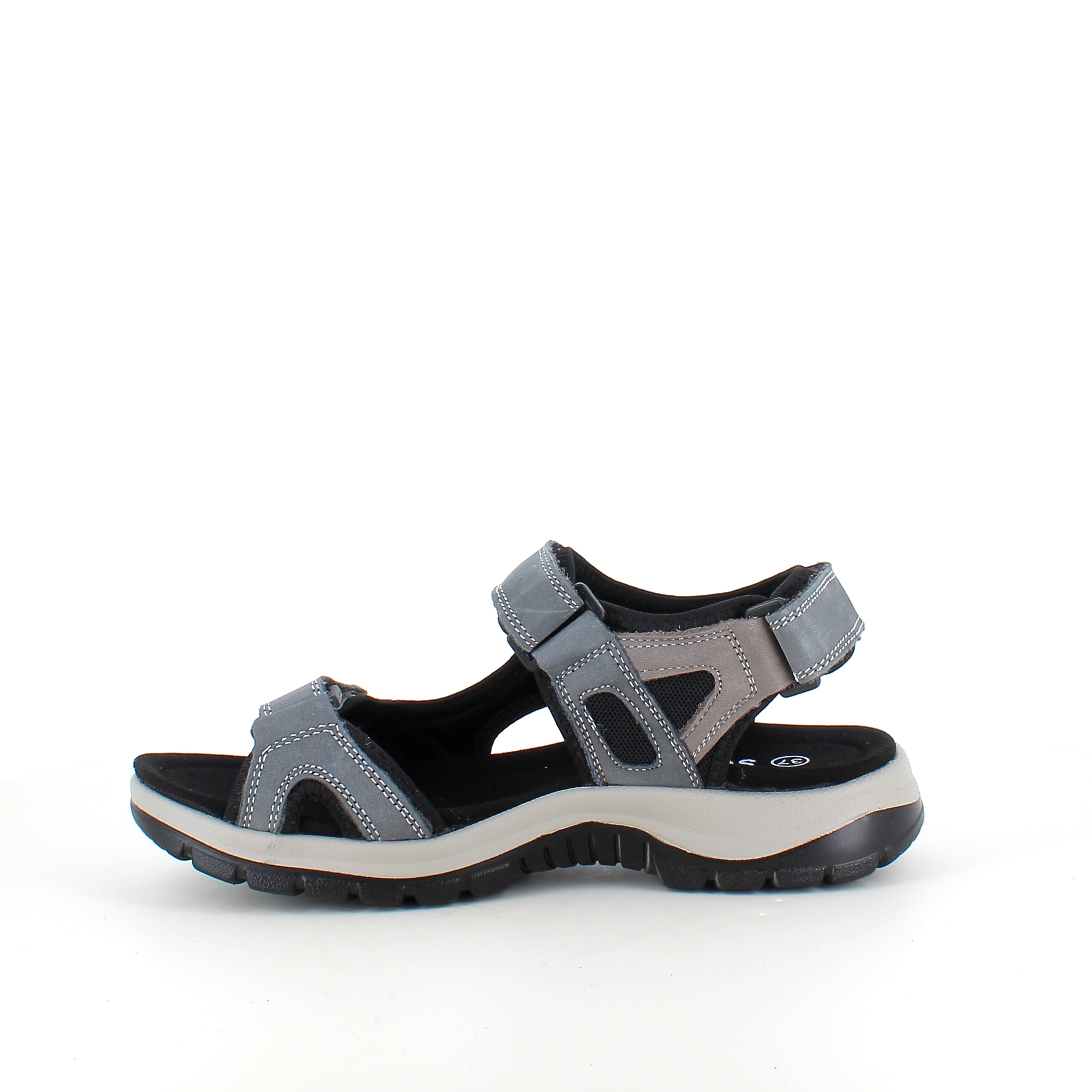 Robust sandal med justerbar pasform i gråblå