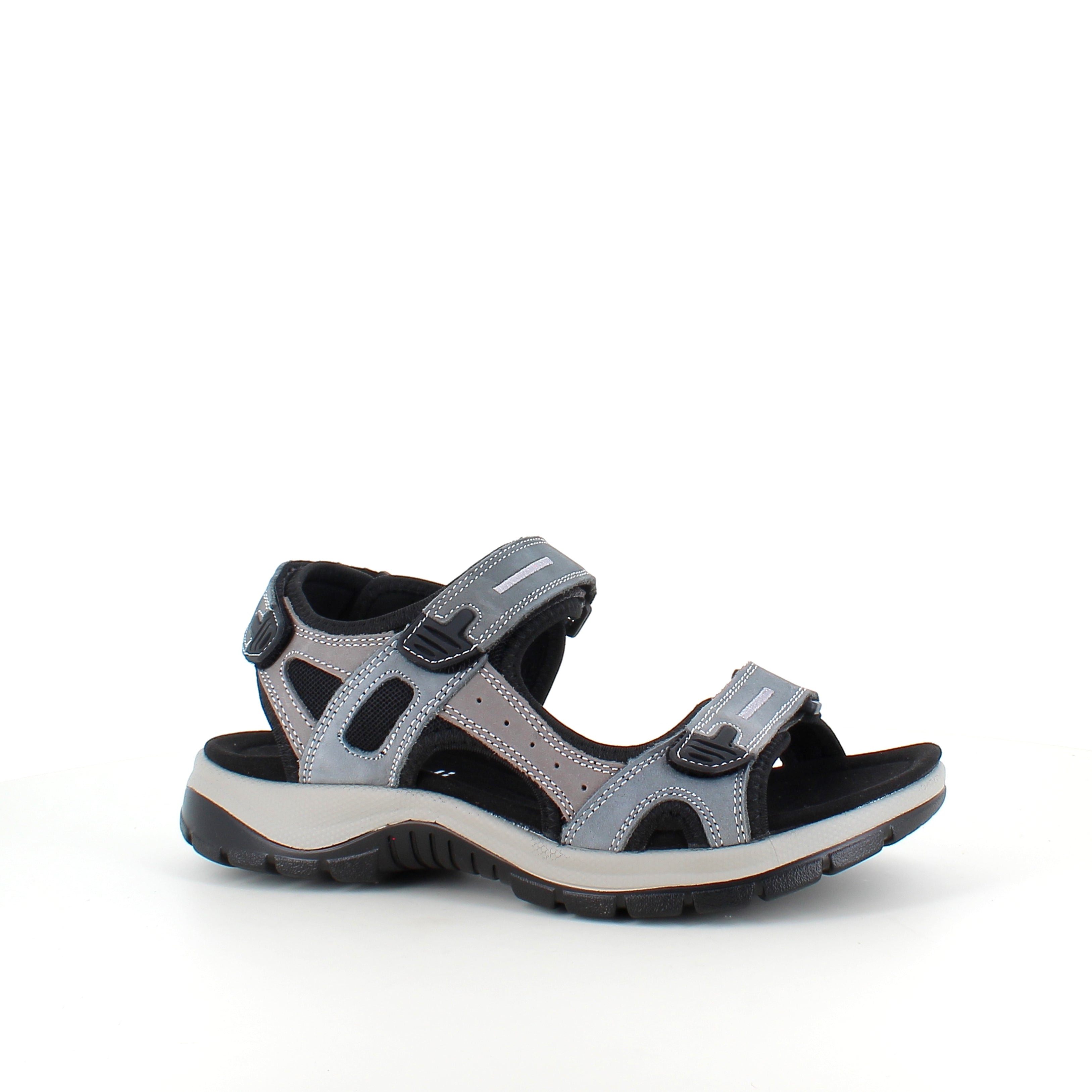 Robust sandal med justerbar pasform i gråblå