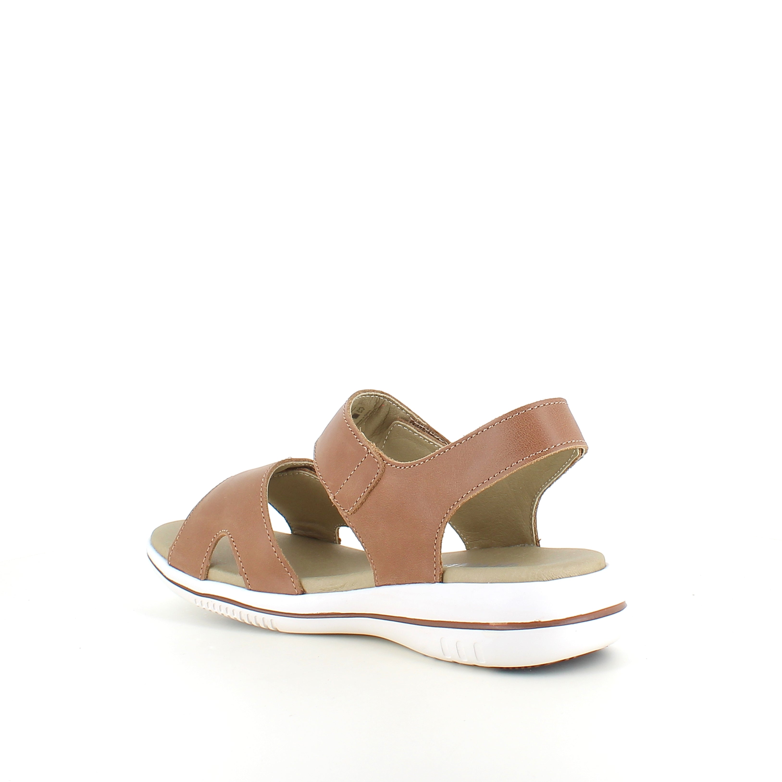 Green Comfort Leaf sandal – lys brun sandal i skind med svangstøtte & velcro