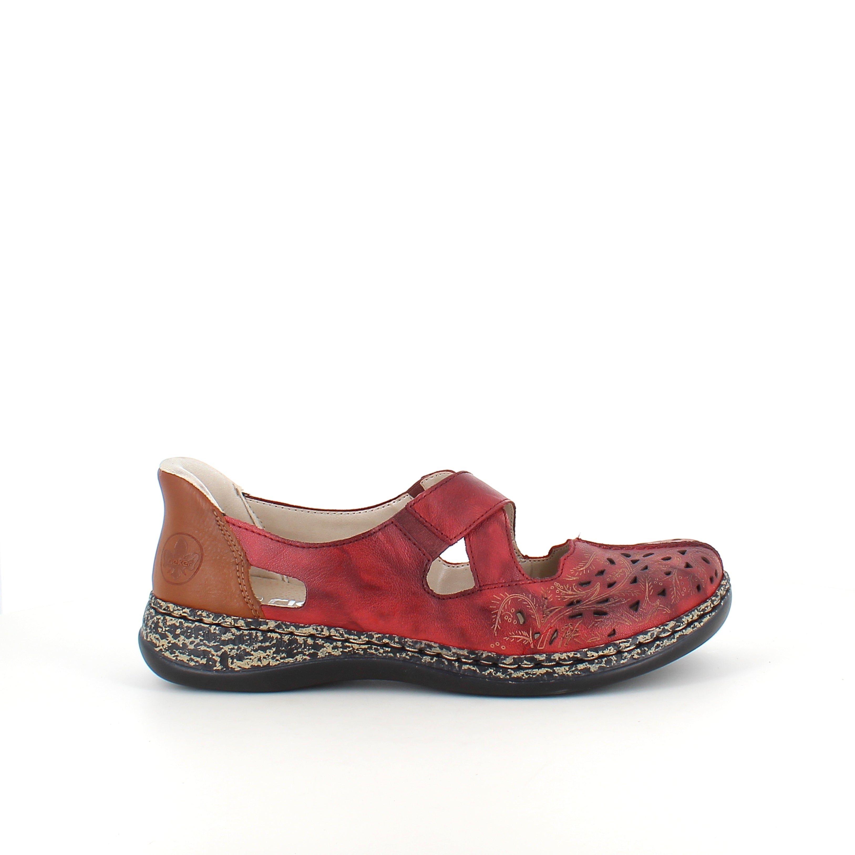 Rieker Ready 2 Go sko – rød dame sneaker der er nem at træde i