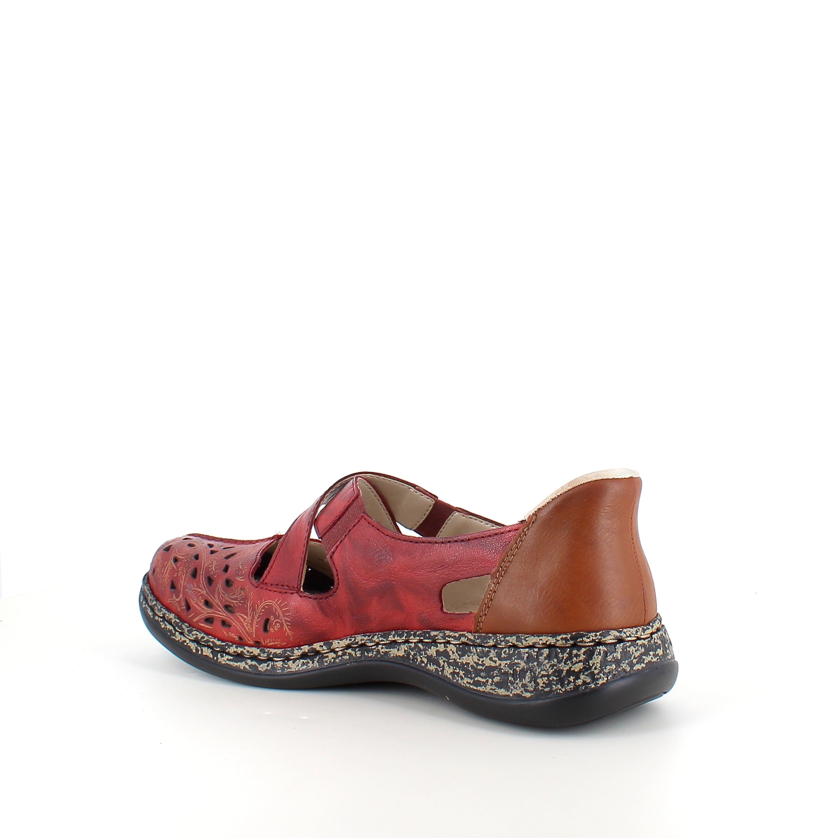 Rieker Ready 2 Go sko – rød dame sneaker der er nem at træde i