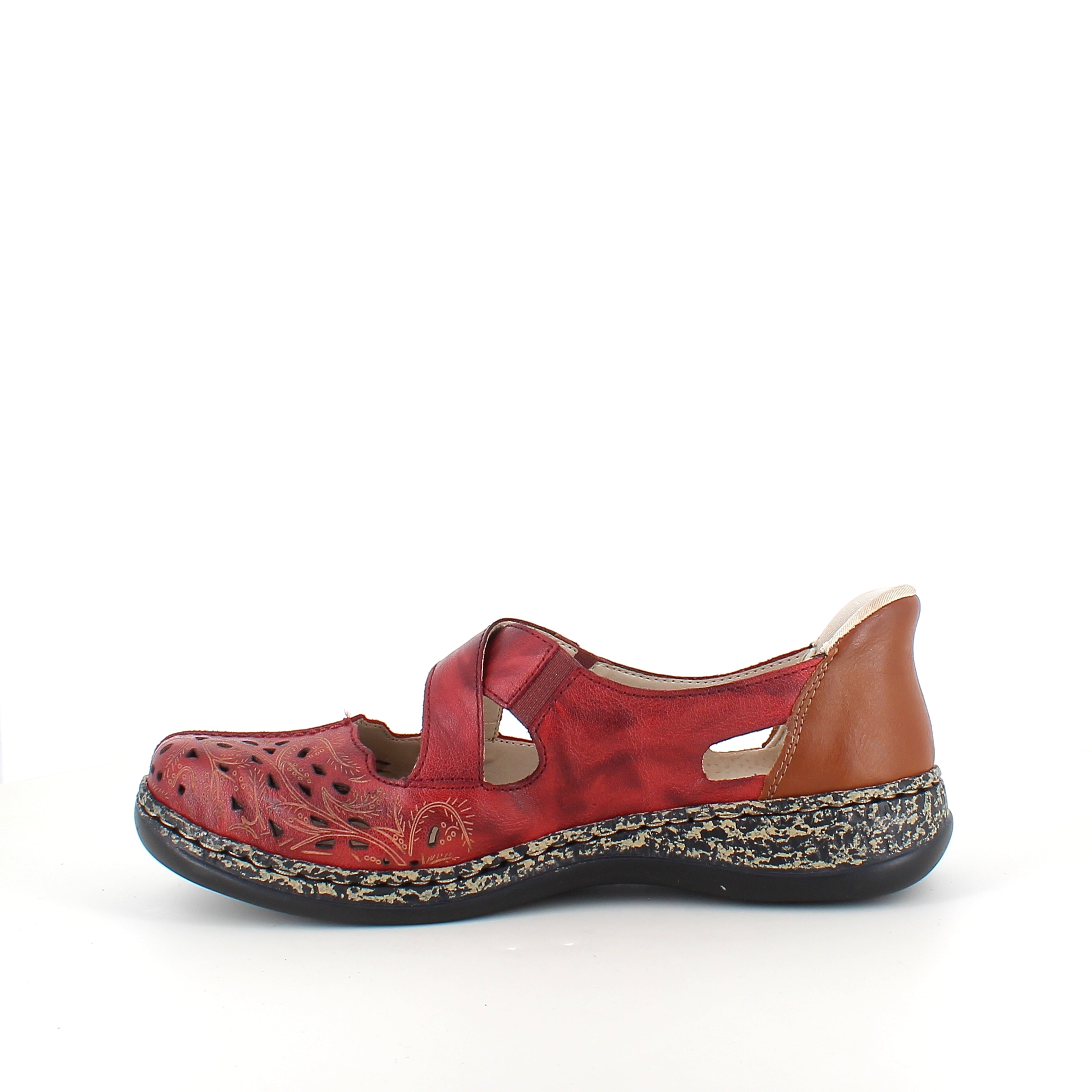 Rieker Ready 2 Go sko – rød dame sneaker der er nem at træde i