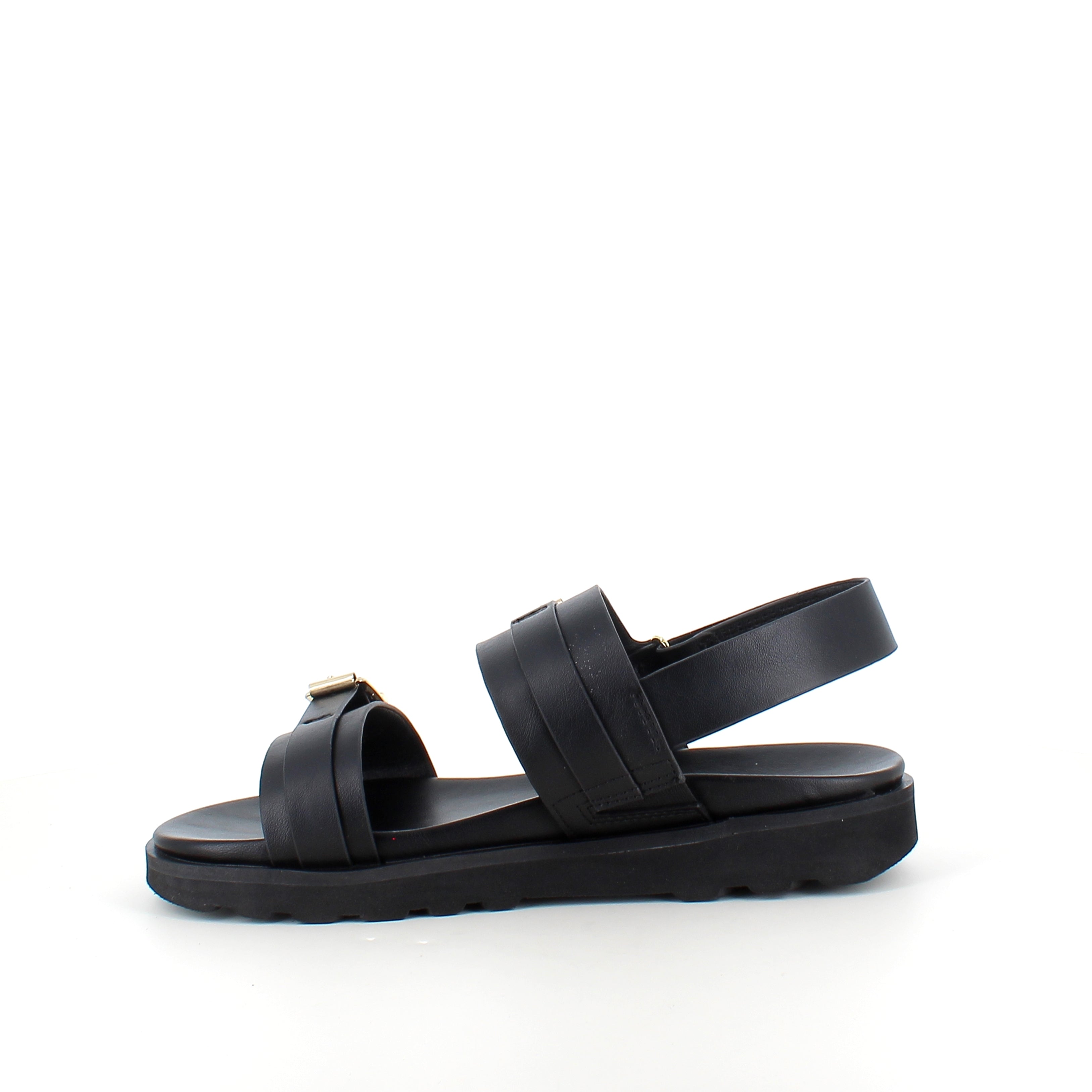 Sort sandal med spænder & hælrem – klassisk model med regulerbar pasform