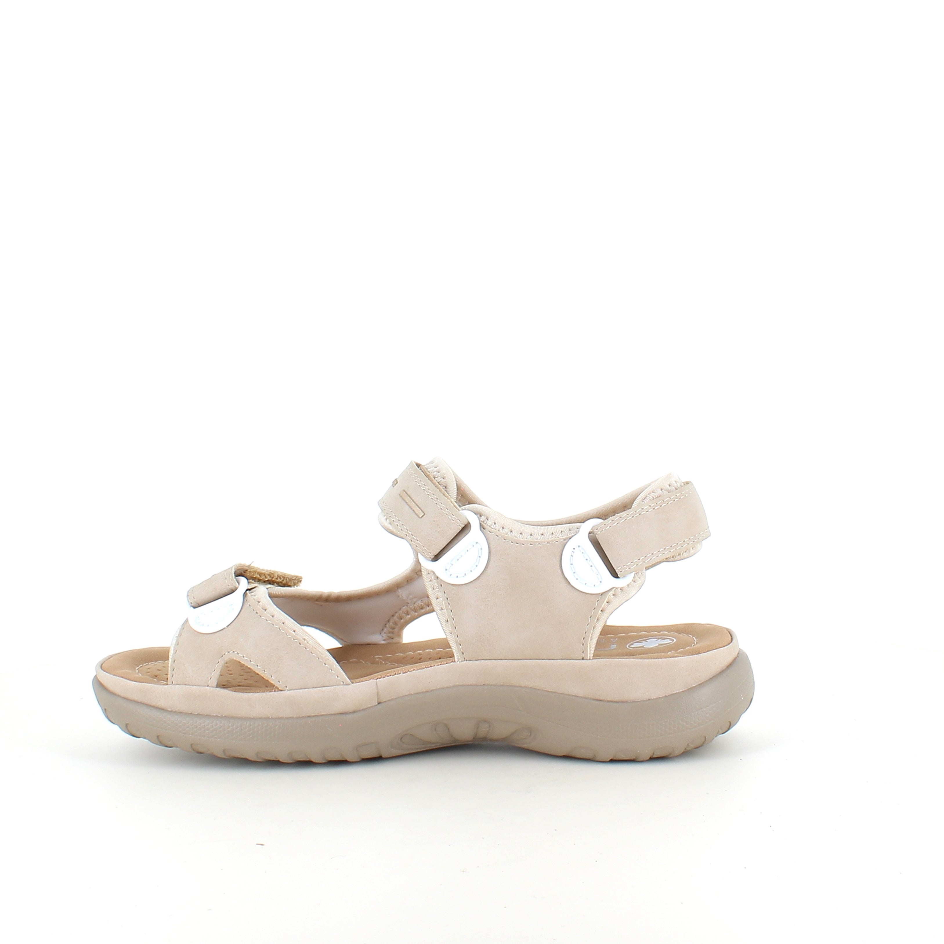 Beige Rieker dame sandal – justerbar komfort med blød sål & svangstøtte