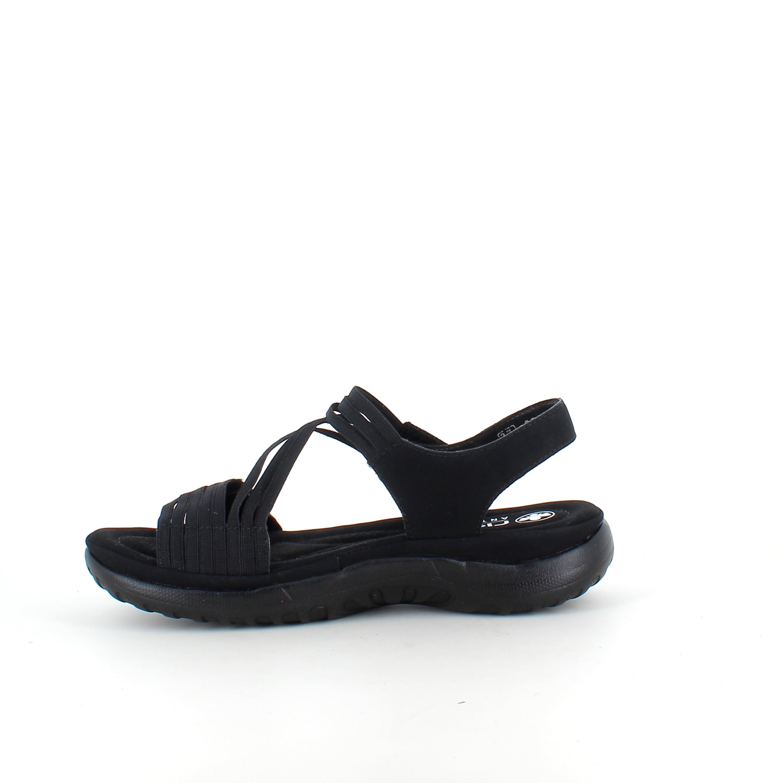 Rieker sandal i sort til dame – let komfort med blød indersål & fleksible remme