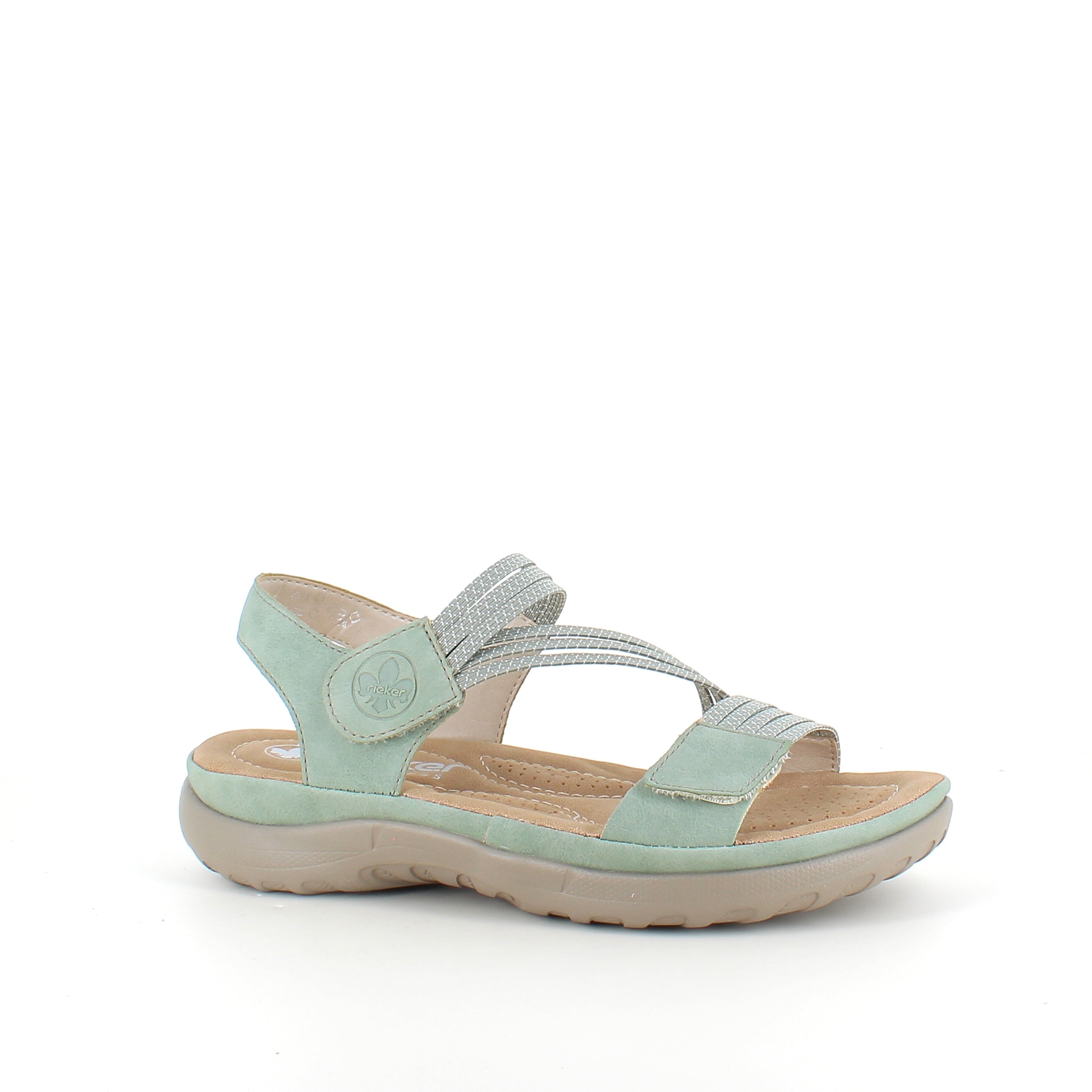 Rieker sandal i grøn til dame – let komfort med blød indersål & fleksible remme