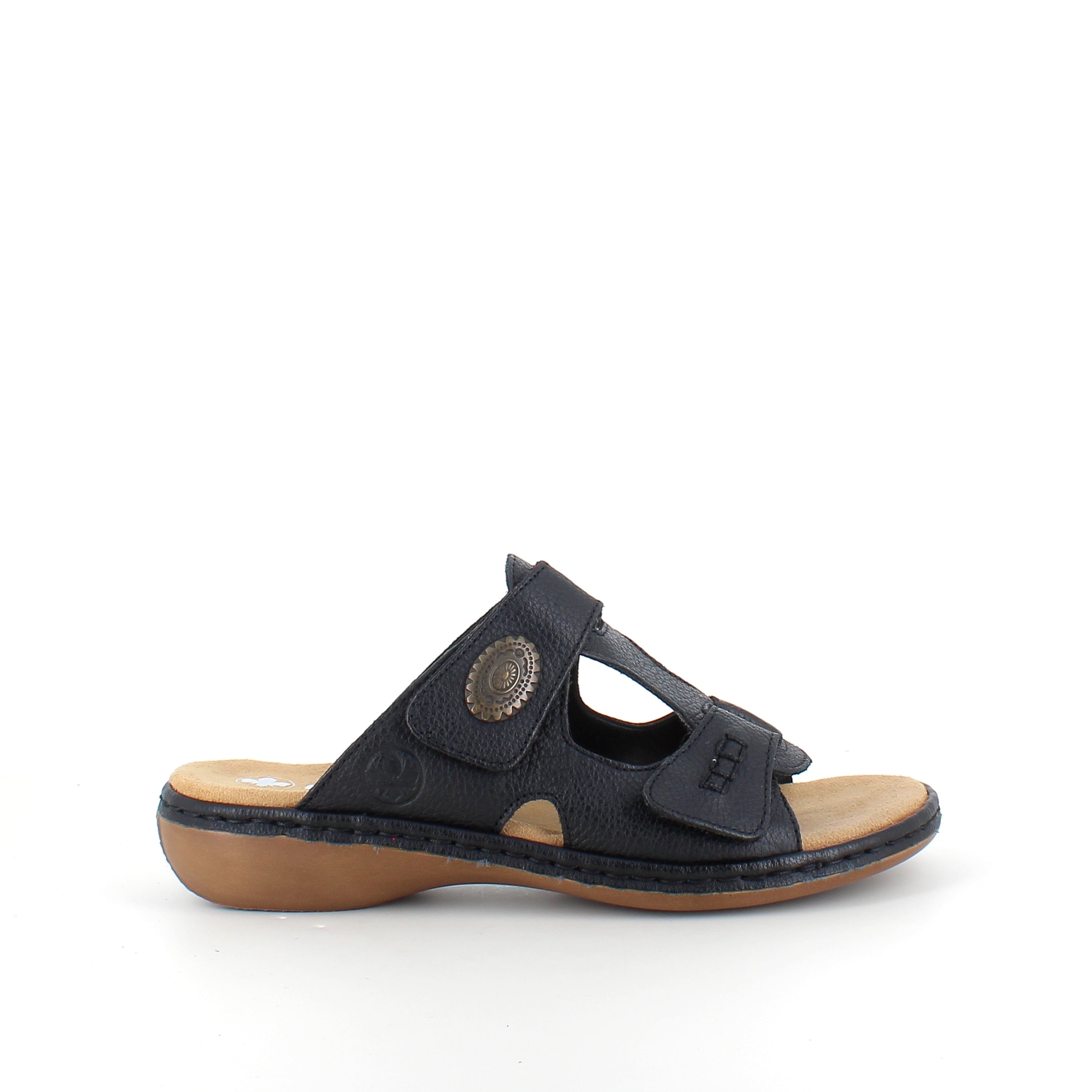 Rieker sandal i sort til dame – elegant slip on med blød Antistress komfort