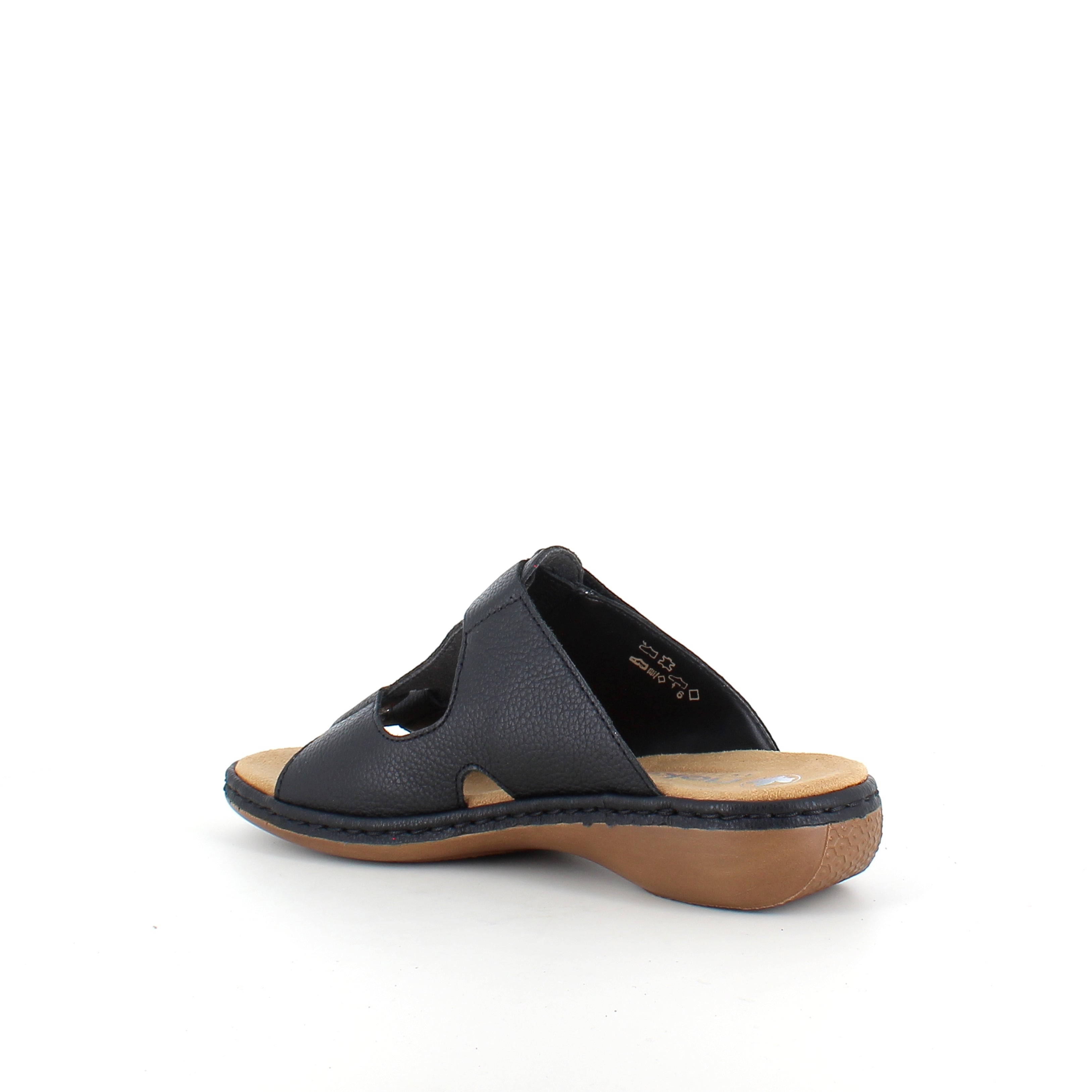 Rieker sandal i sort til dame – elegant slip on med blød Antistress komfort