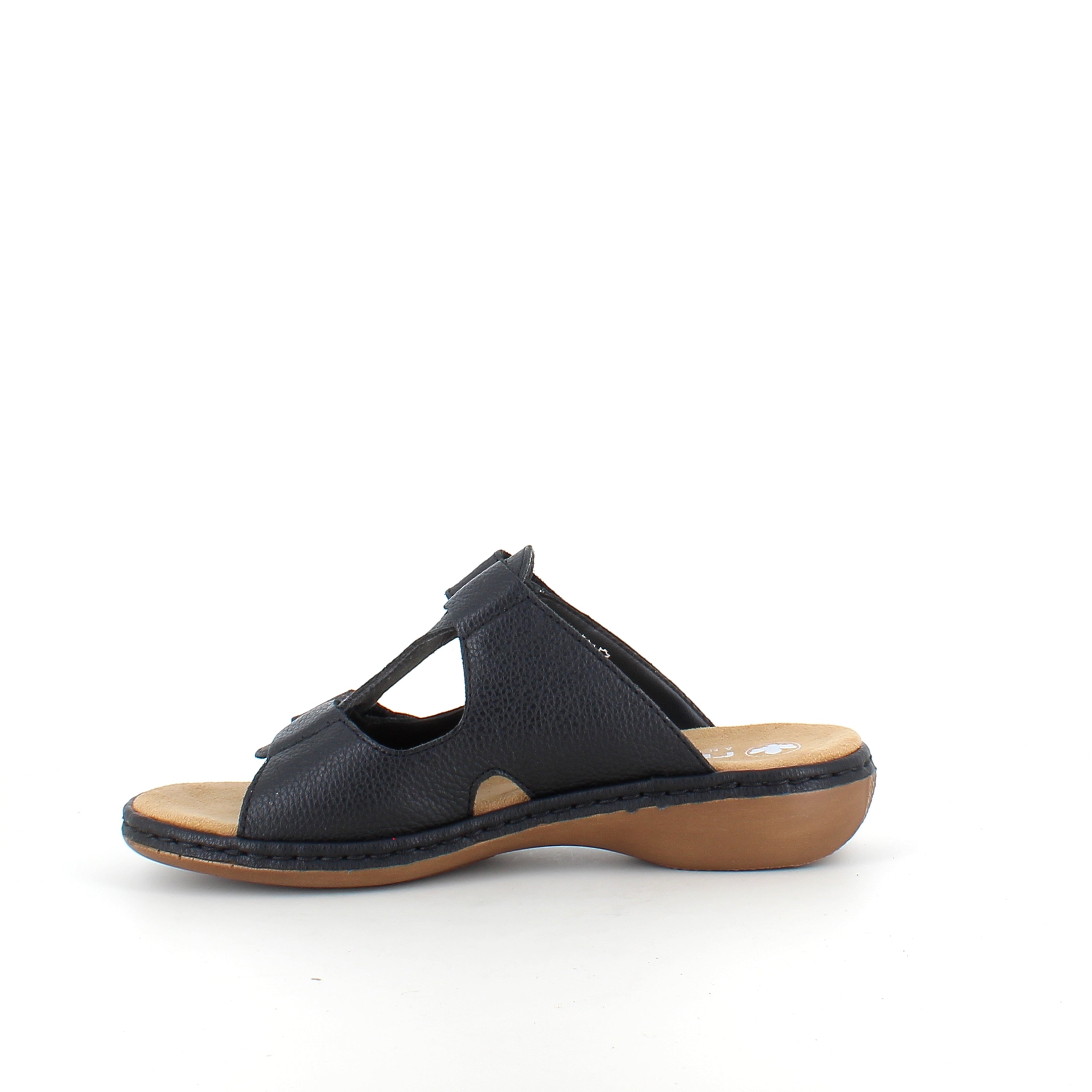 Rieker sandal i sort til dame – elegant slip on med blød Antistress komfort