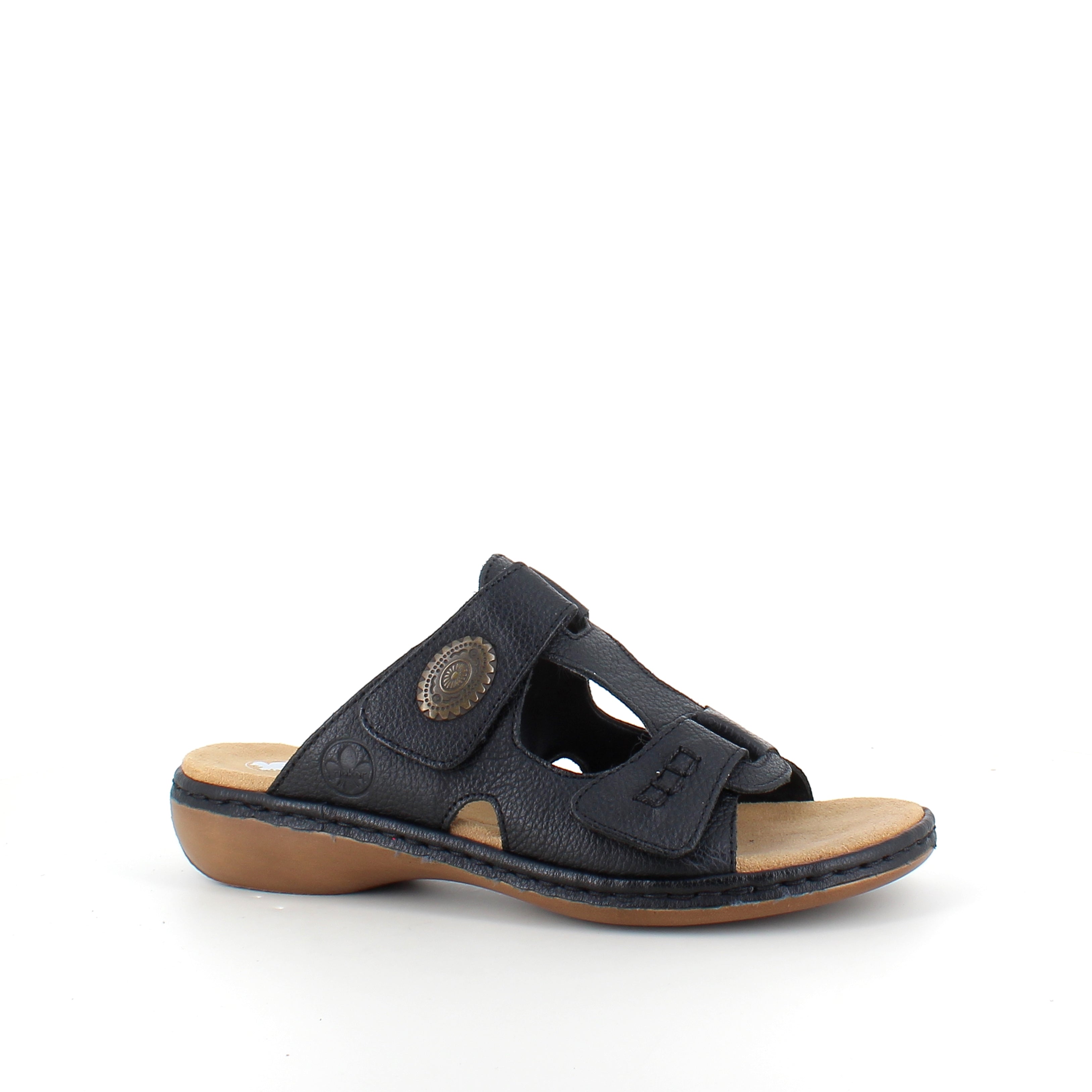 Rieker sandal i sort til dame – elegant slip on med blød Antistress komfort