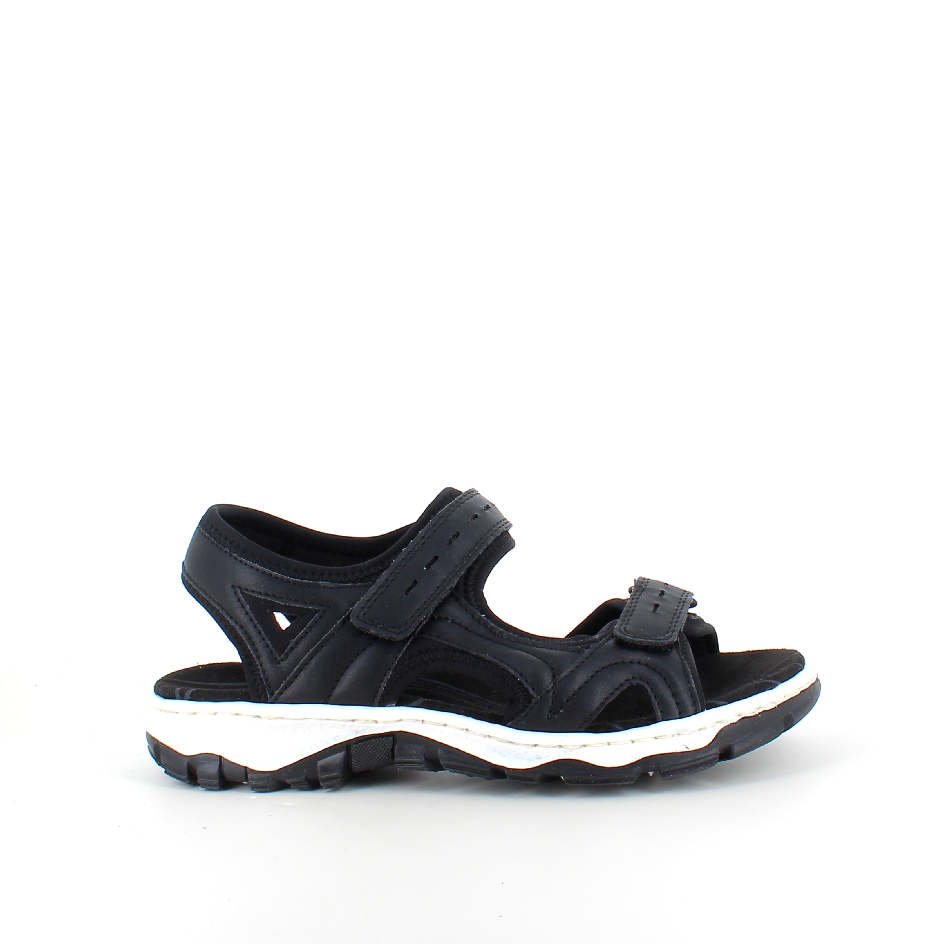 Rieker sandal i sort – stødabsorberende sandal med velcro