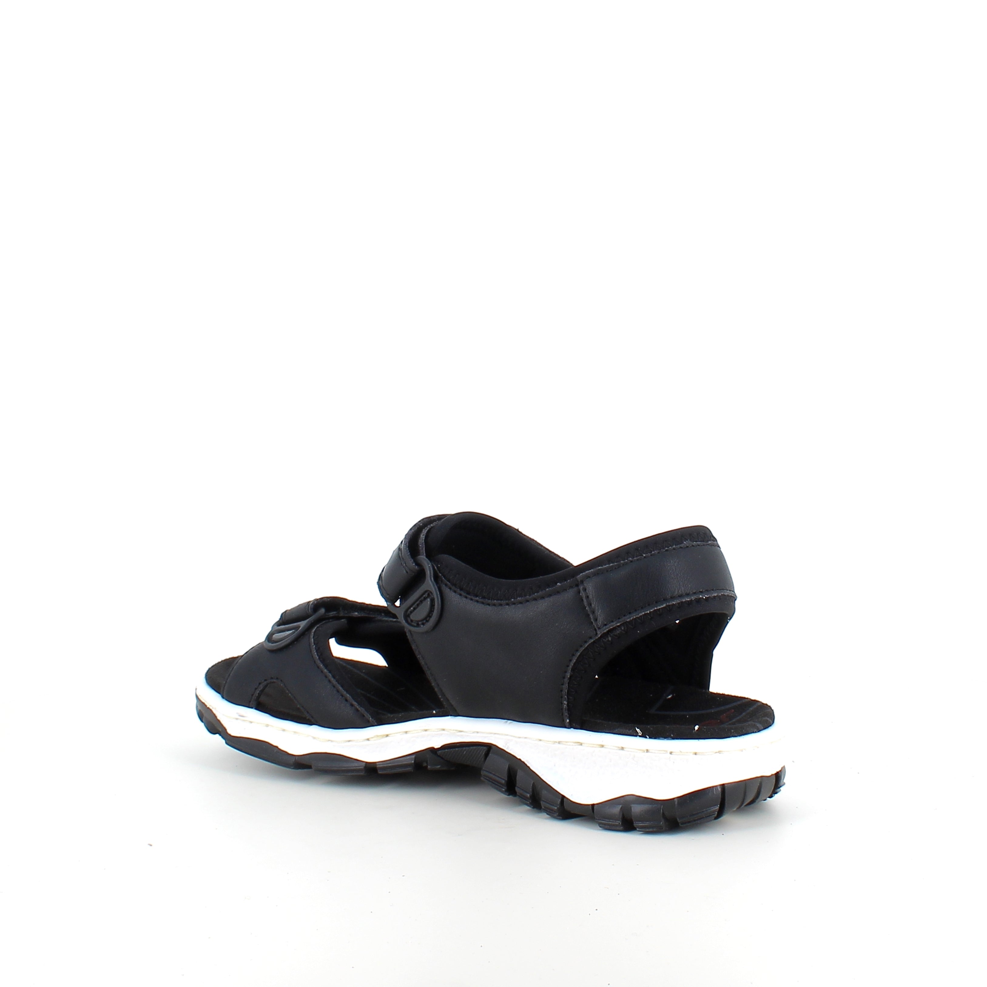 Rieker sandal i sort – stødabsorberende sandal med velcro
