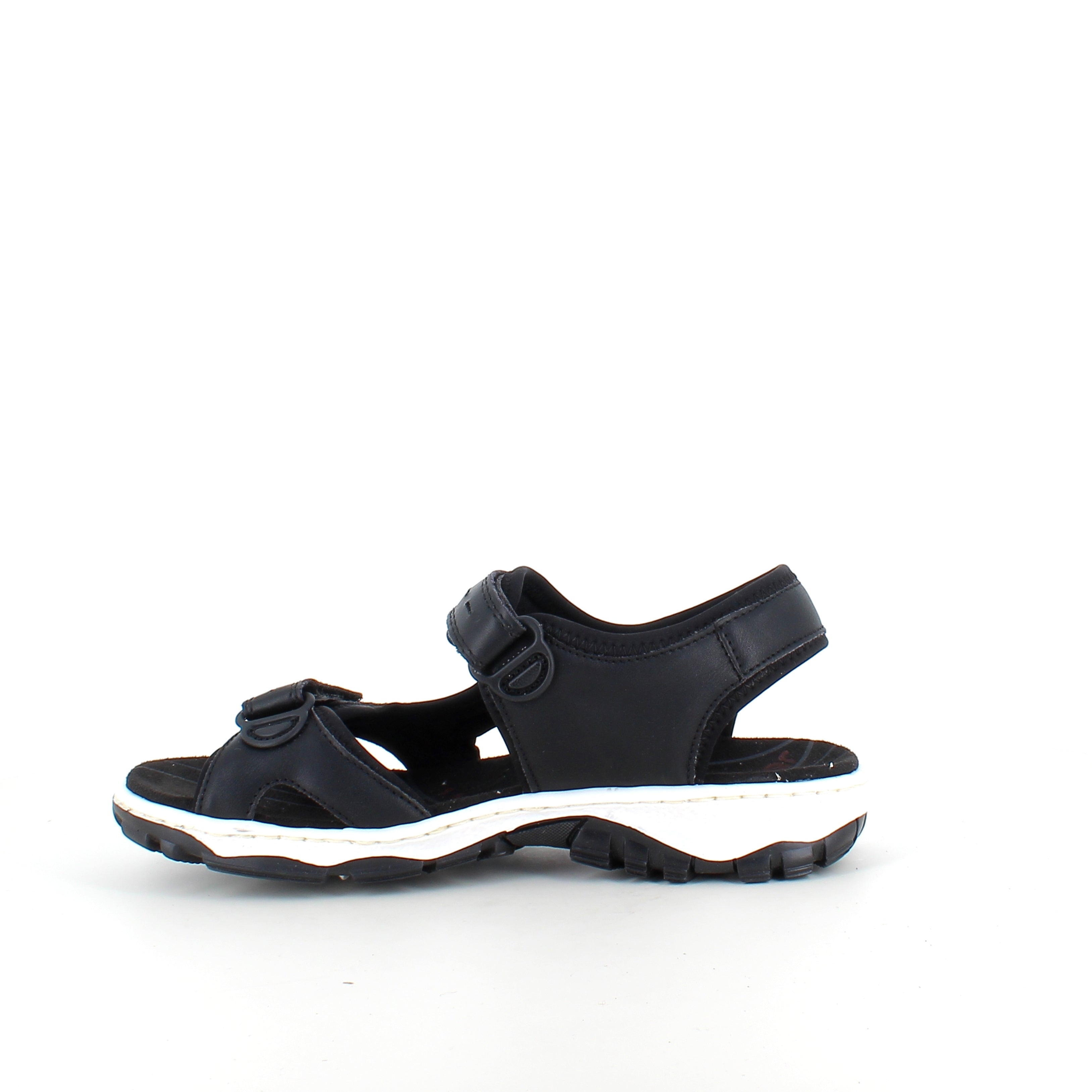 Rieker sandal i sort – stødabsorberende sandal med velcro