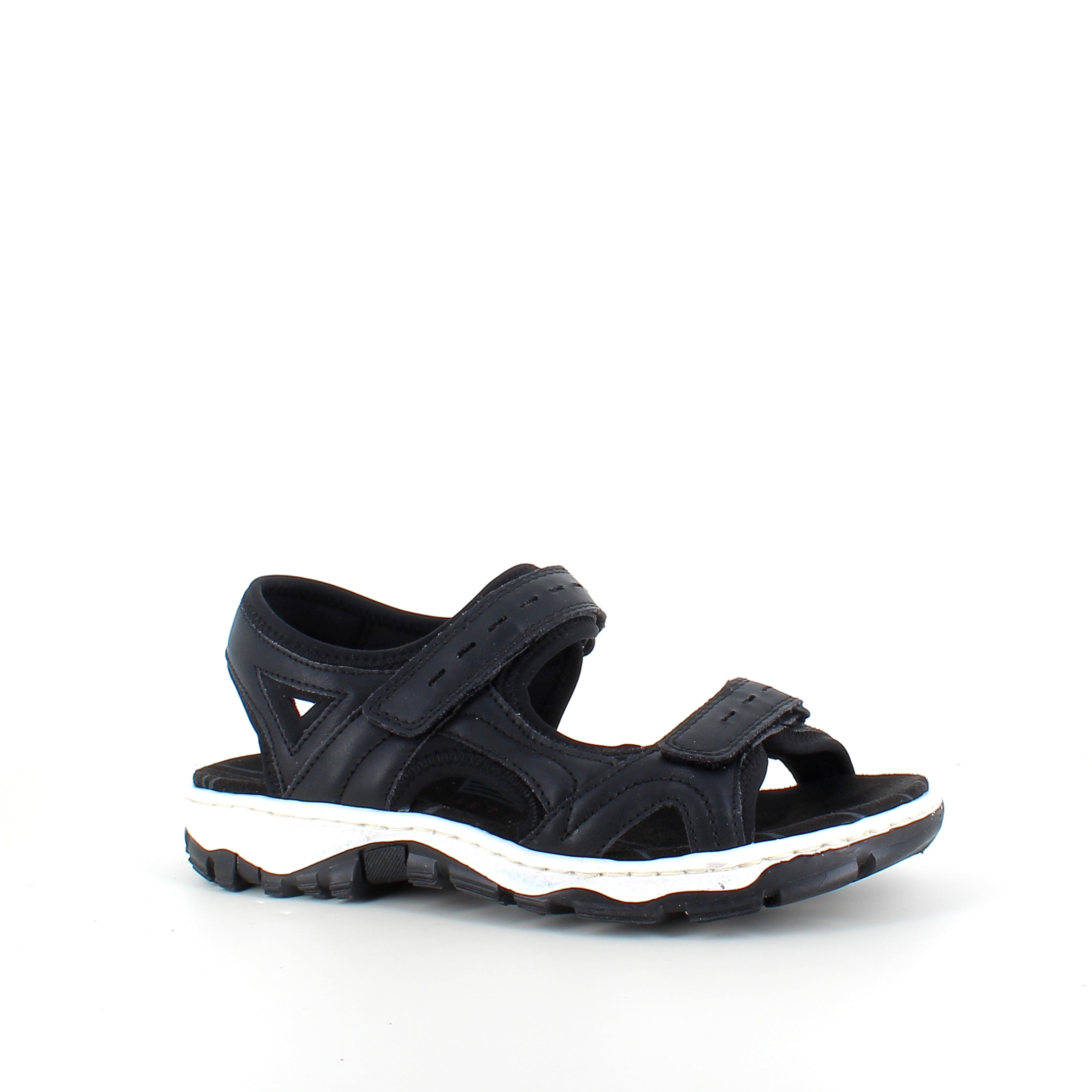 Rieker sandal i sort – stødabsorberende sandal med velcro
