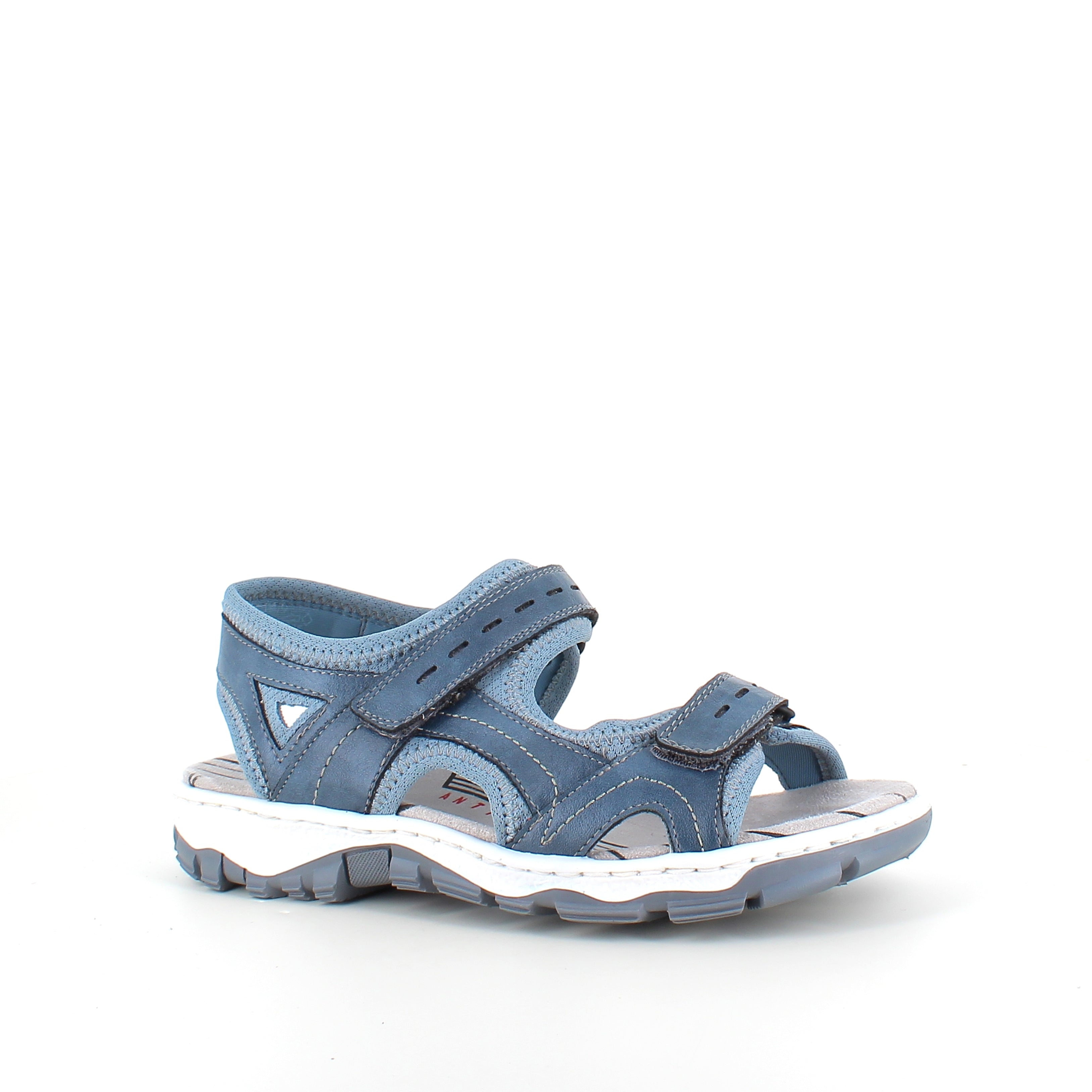 Rieker sandal i blå – stødabsorberende sandal med velcro