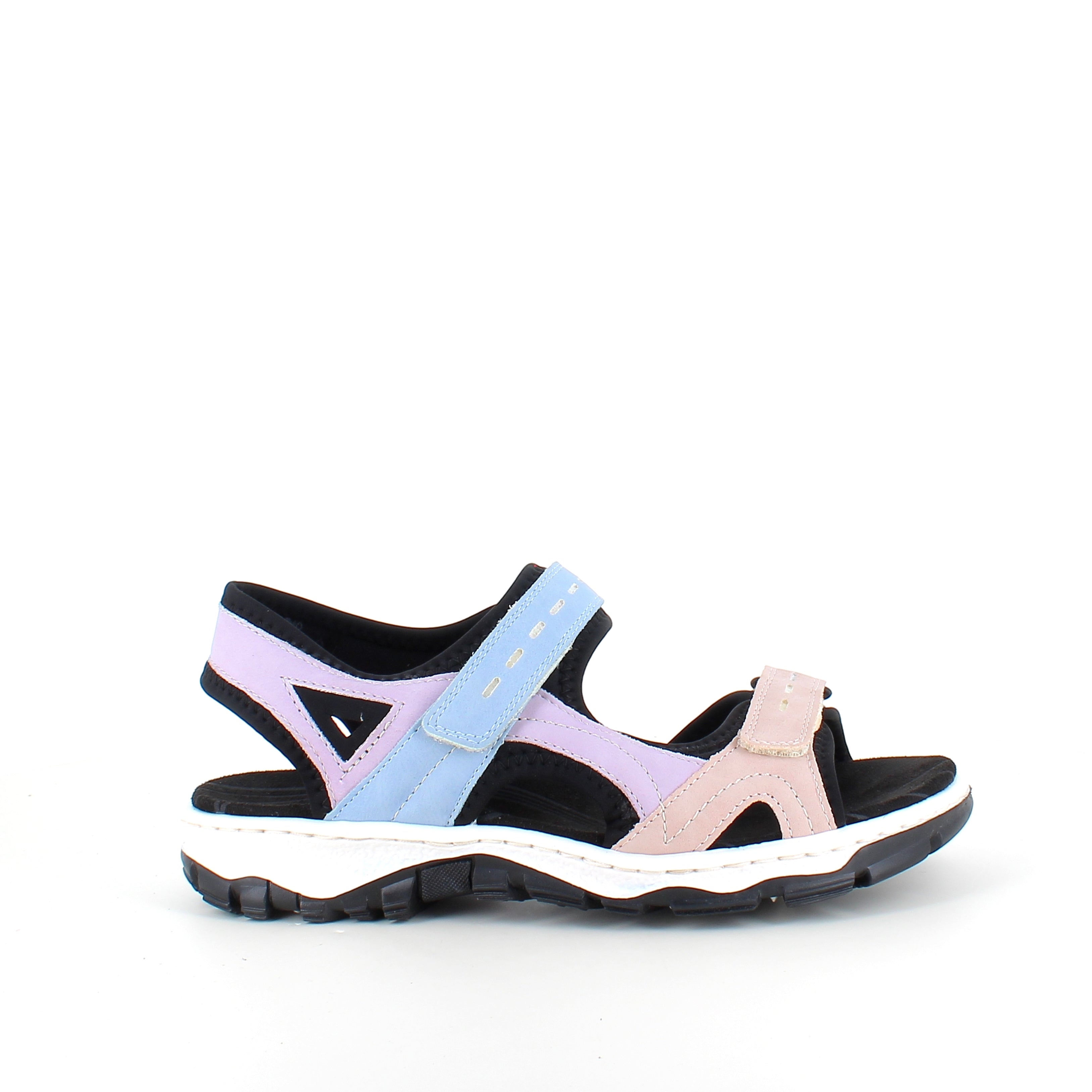 Rieker sandal i multifarvet – stødabsorberende sandal med velcro