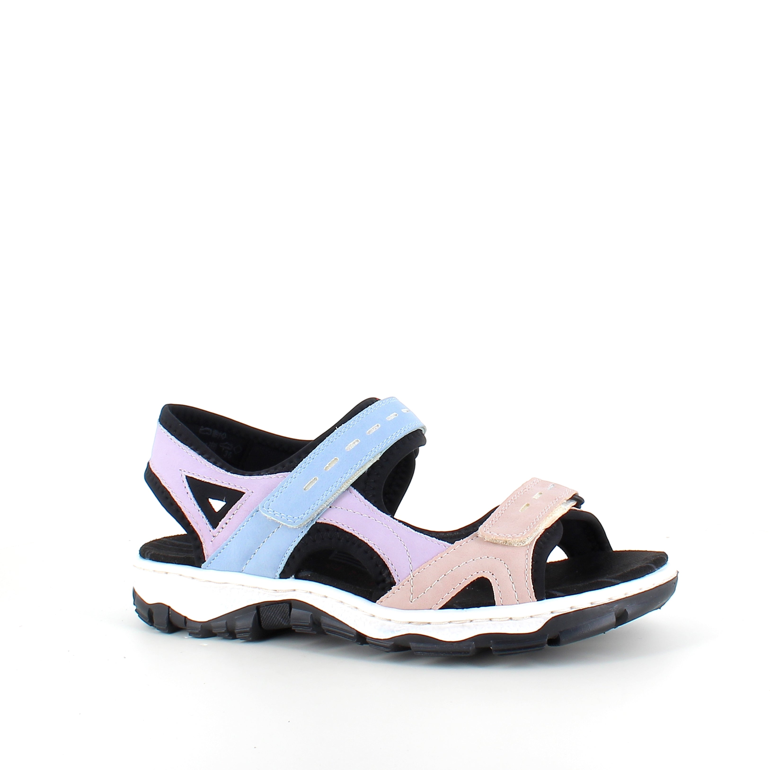 Rieker sandal i multifarvet – stødabsorberende sandal med velcro