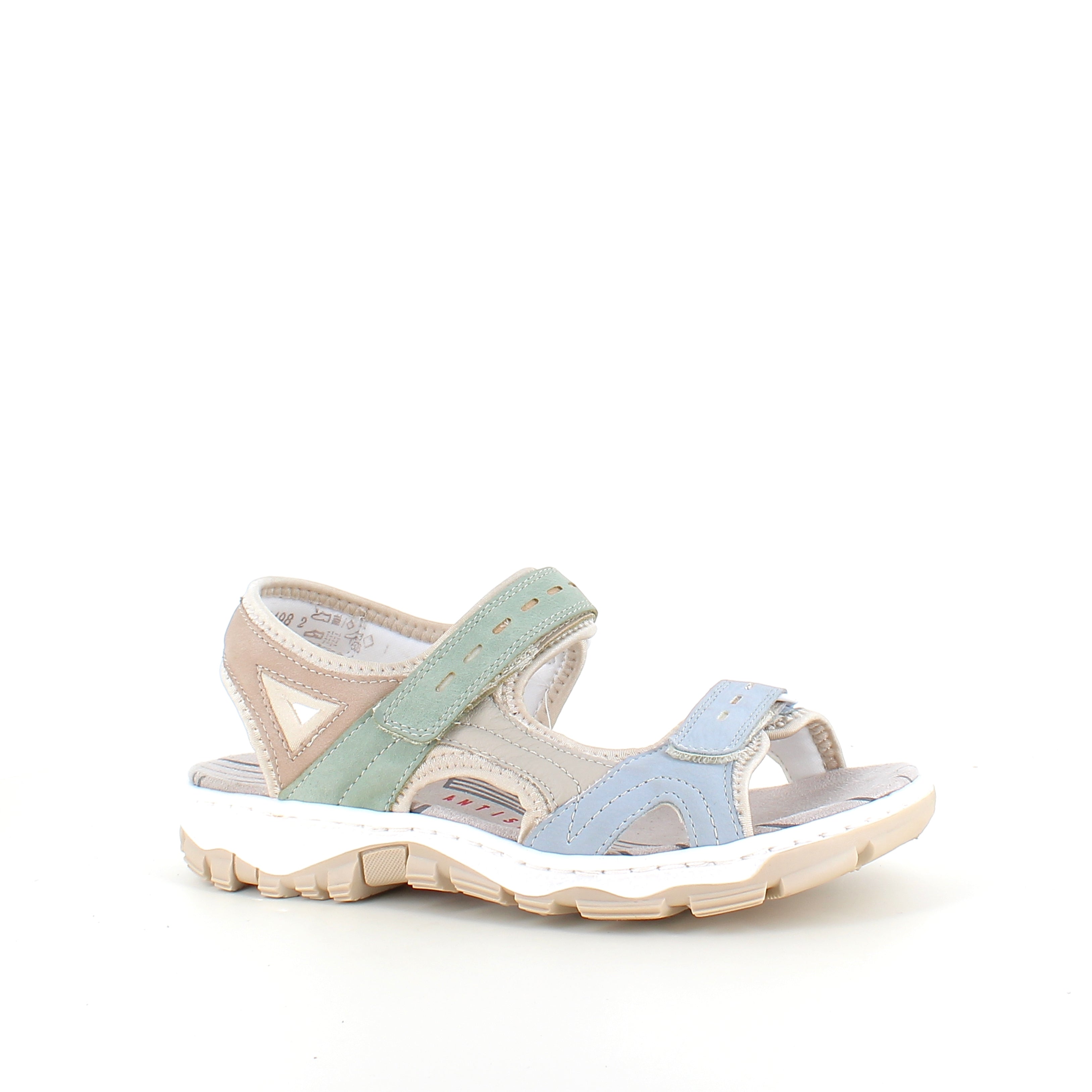 Rieker sandal i multifarvet – stødabsorberende sandal med velcro