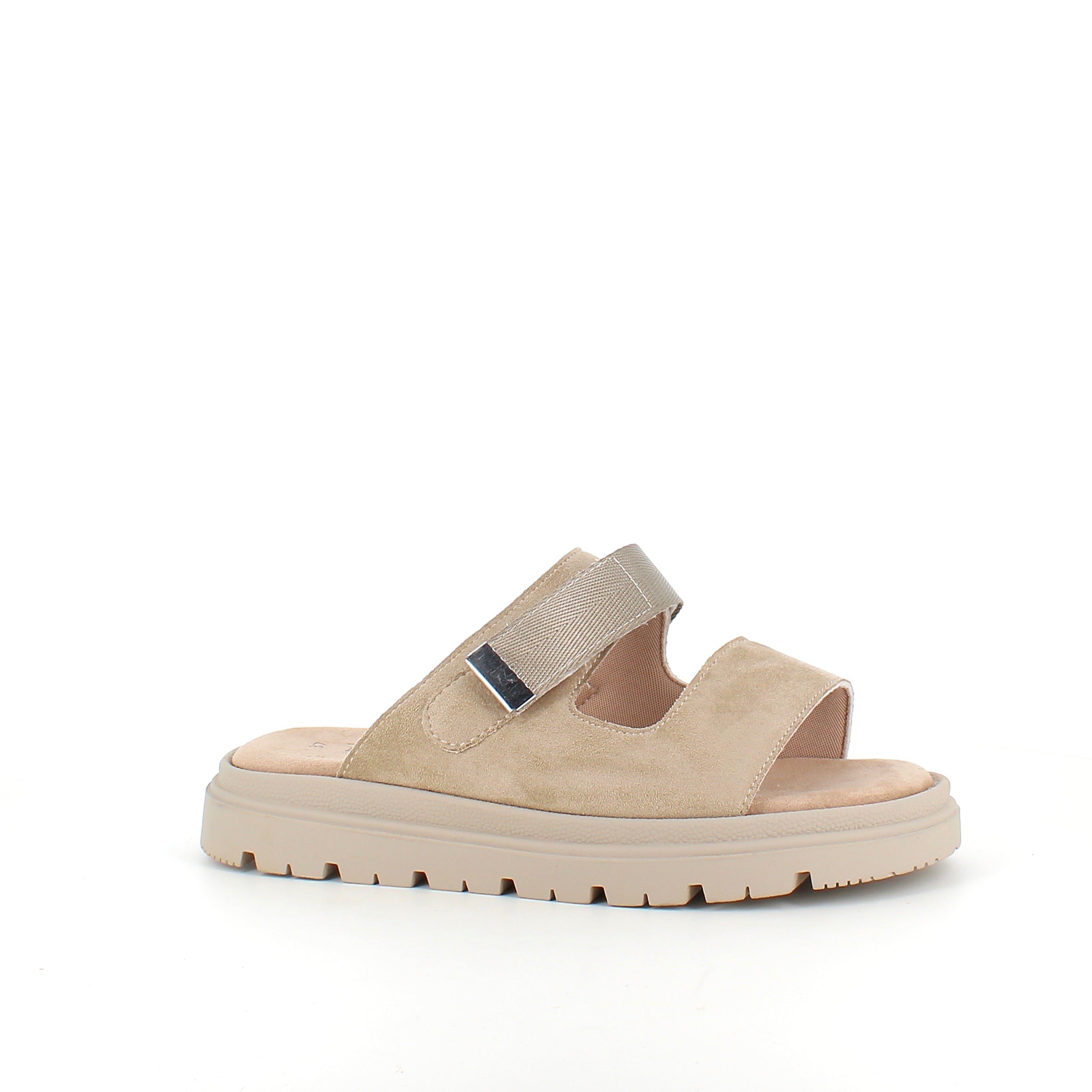 Beige sandal med justerbar rem & blød komfort