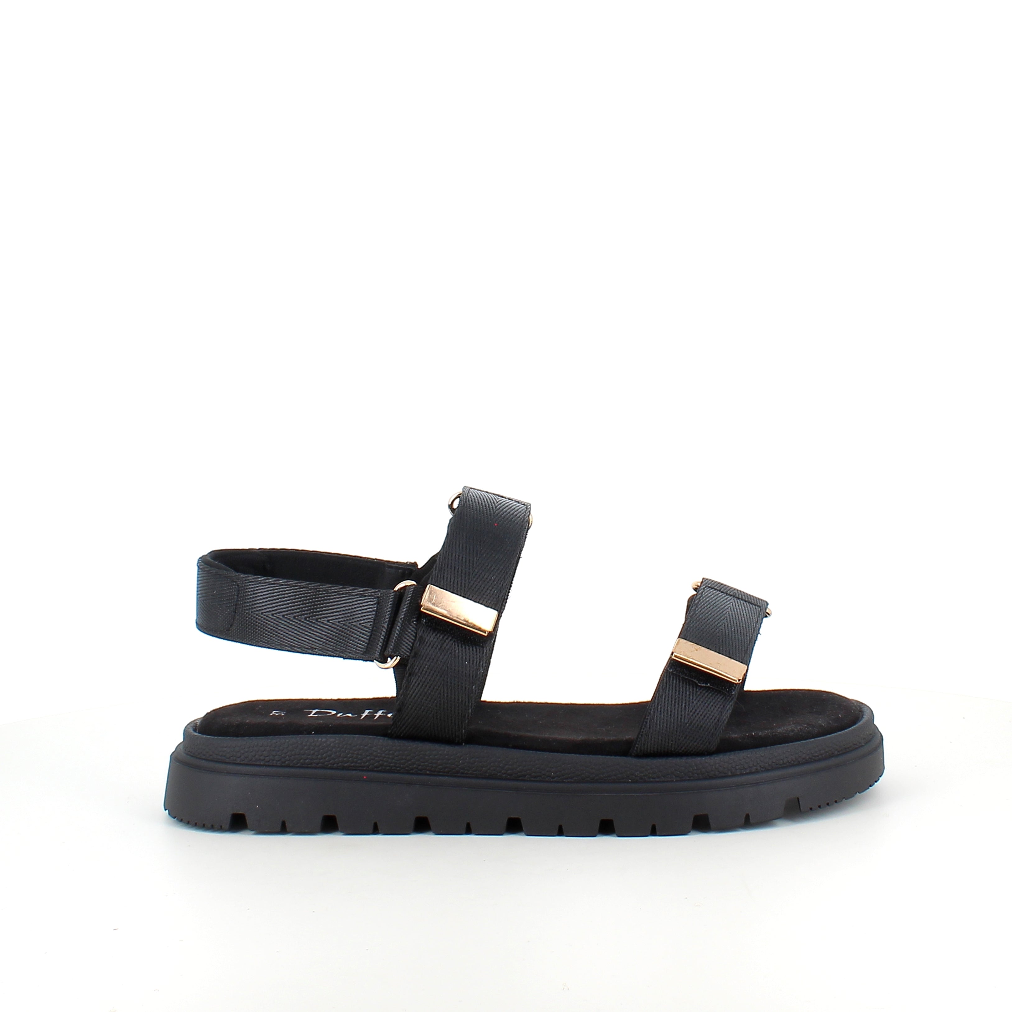 Sort sandal med justerbare remme & komfortabel sål