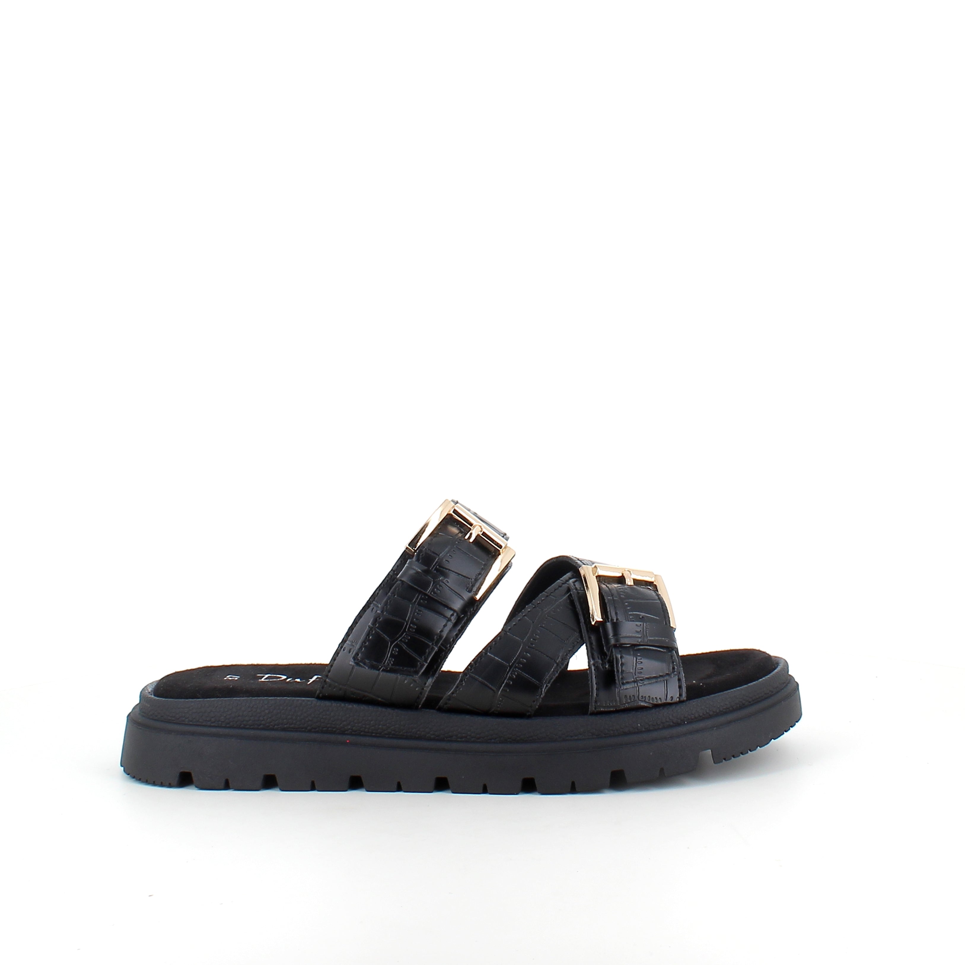 Sort, komfortabel Duffy sandal med justerbare remme & stabil sål