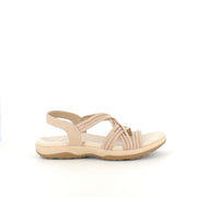 Beige sandal med elastikremme – let & feminin med blød skumsål