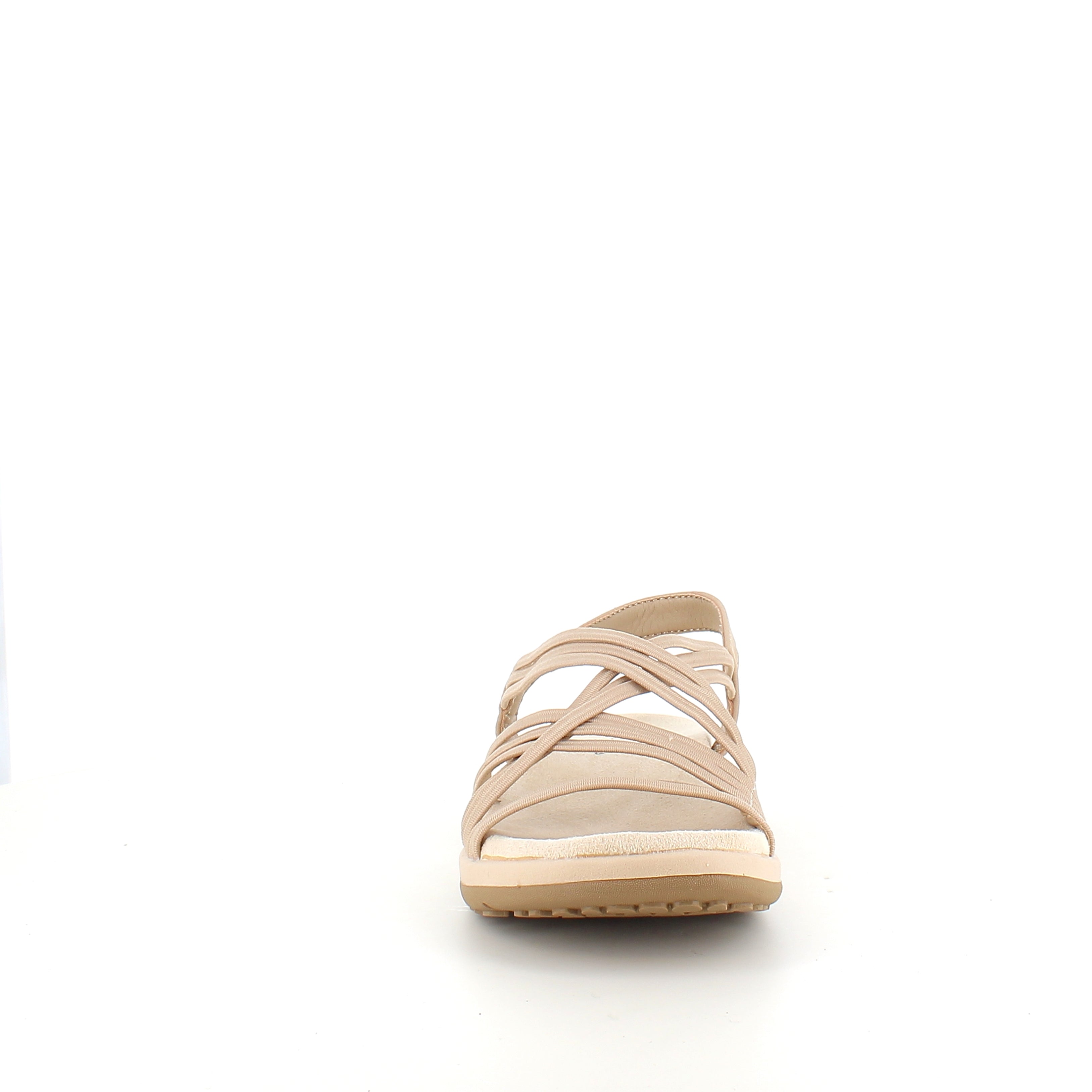Beige sandal med elastikremme – let & feminin med blød skumsål