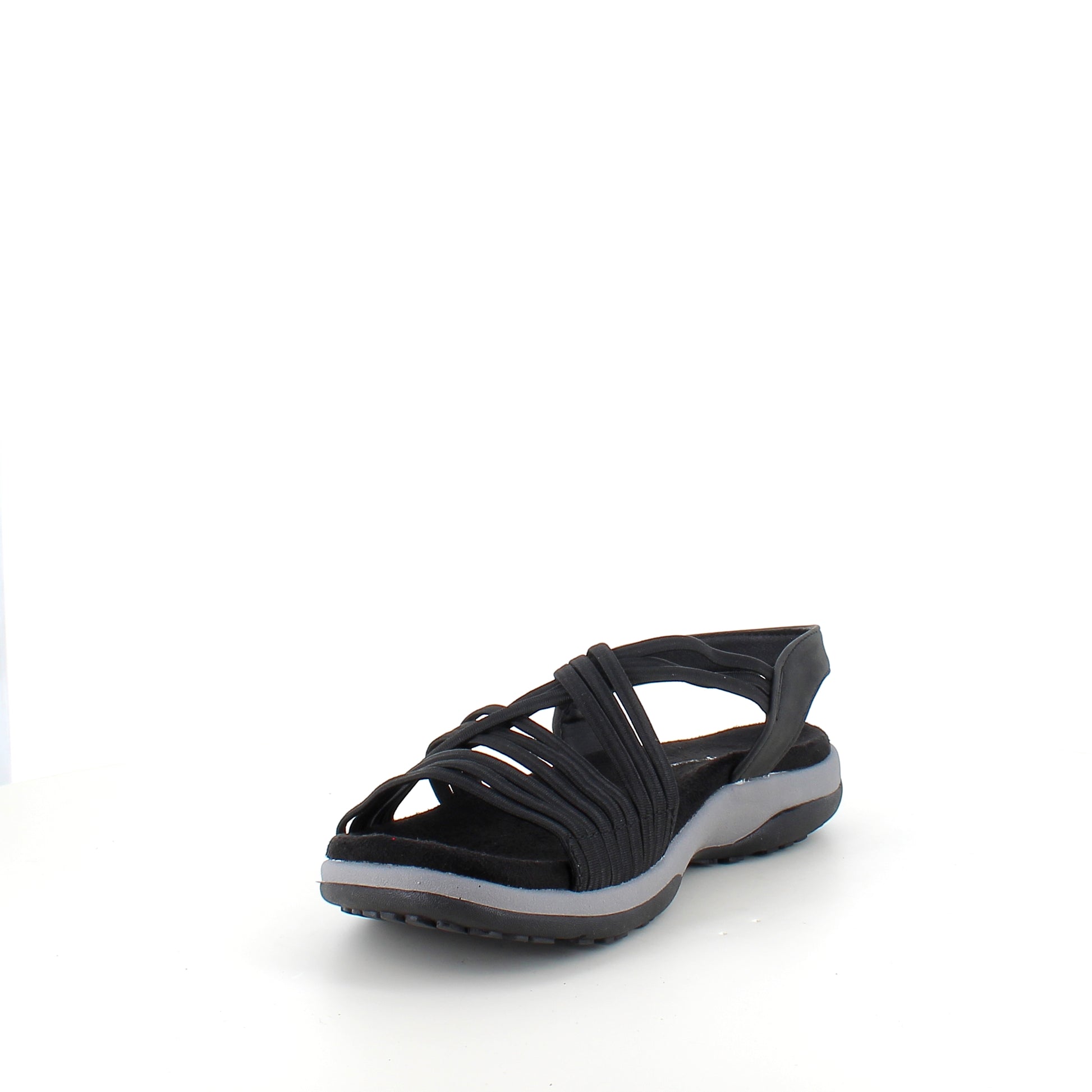 Sort sandal med elastikremme – klassisk model med blød skumsål