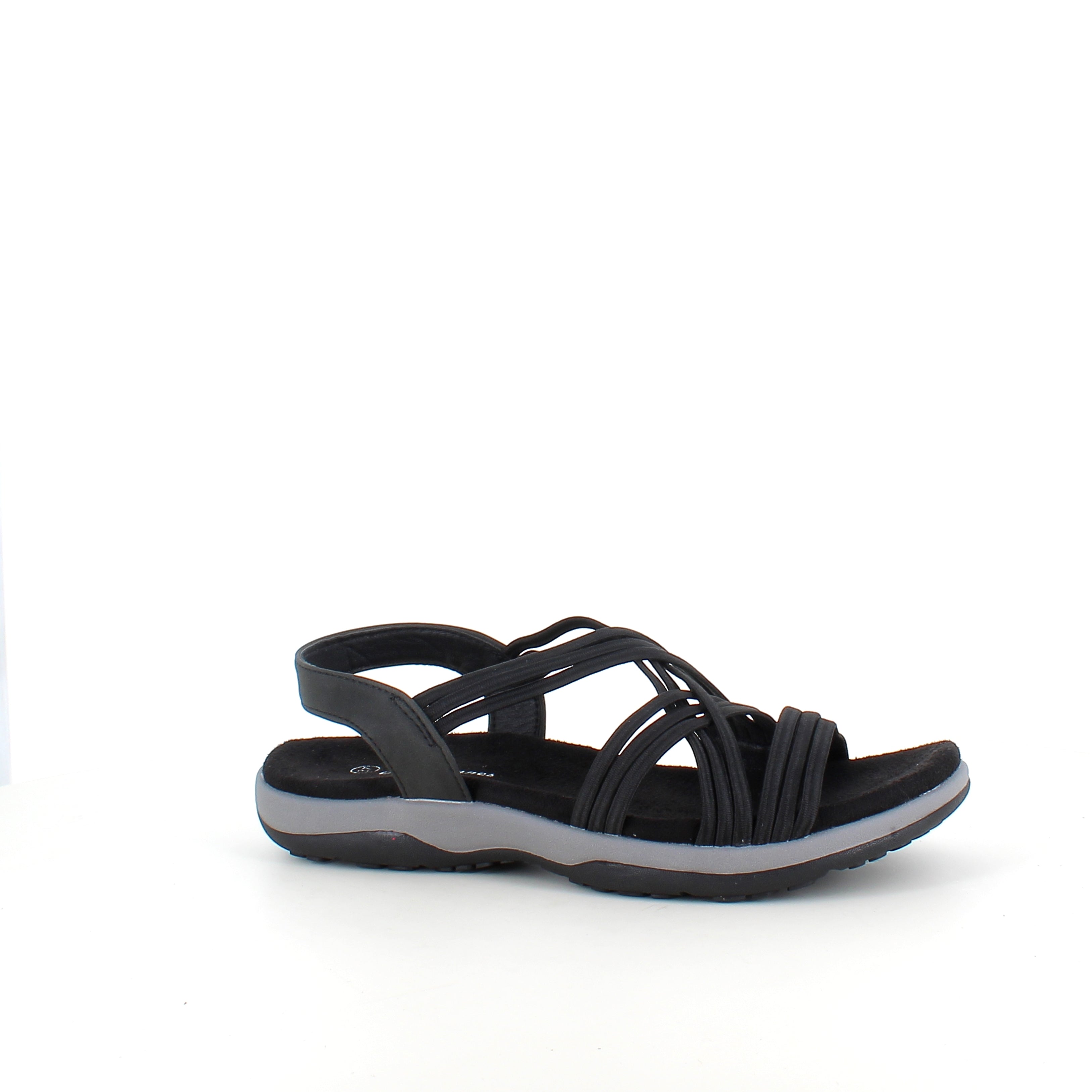 Sort sandal med elastikremme – klassisk model med blød skumsål