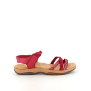 Rød sandal med elastikremme & velcro – feminin & fleksibel til sommeren