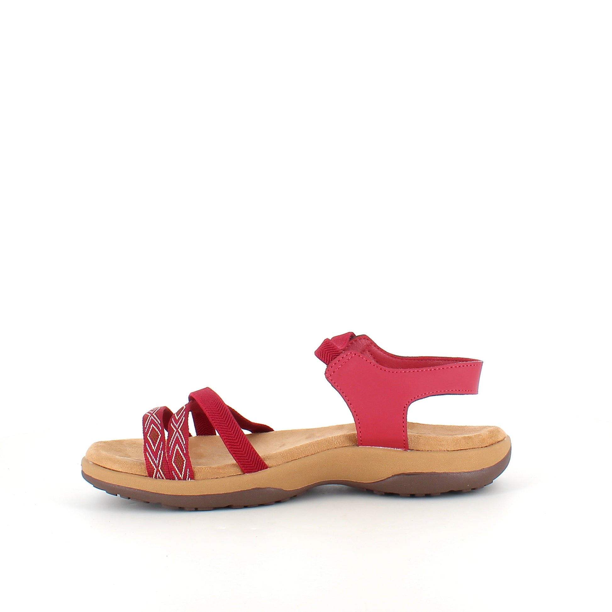 Rød sandal med elastikremme & velcro – feminin & fleksibel til sommeren