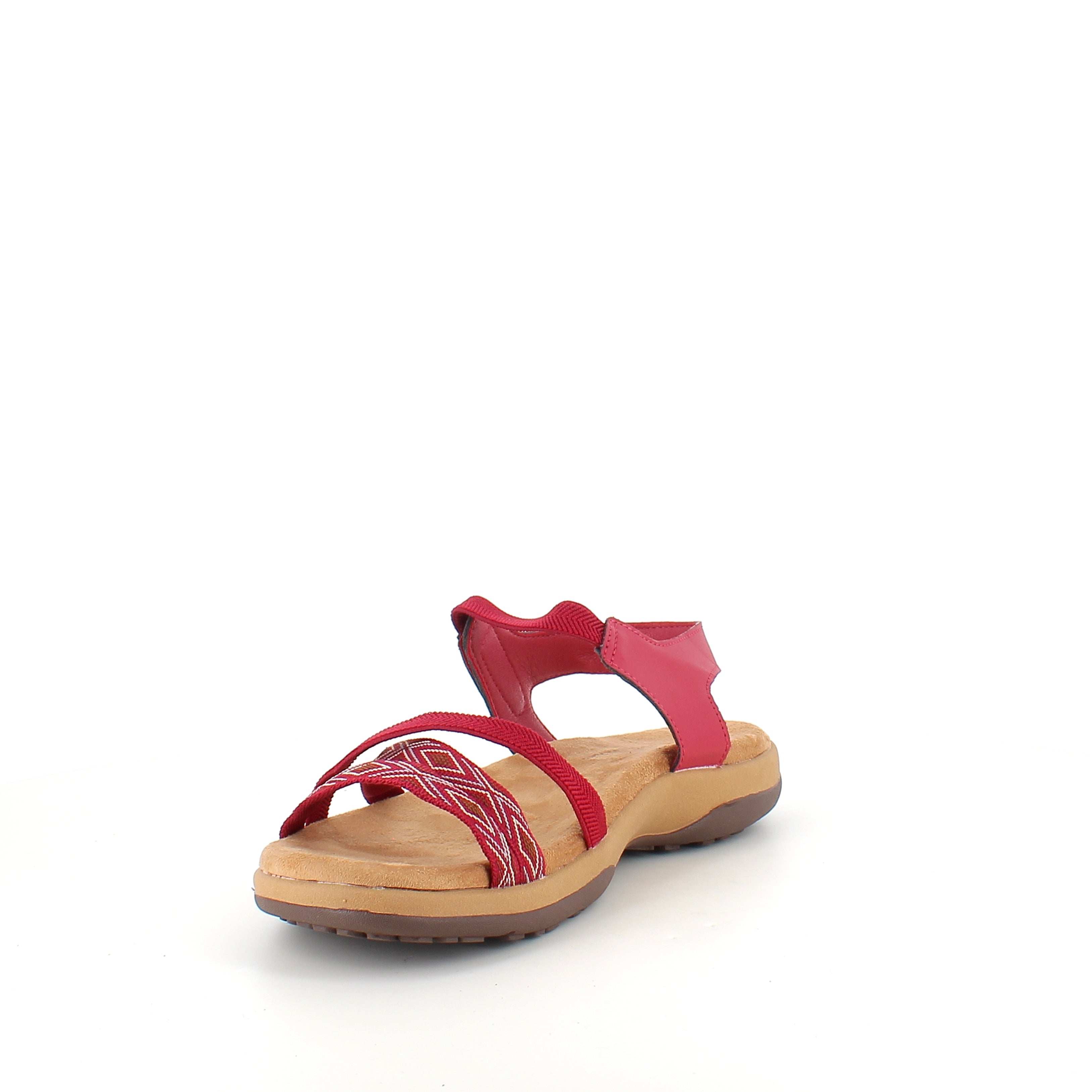 Rød sandal med elastikremme & velcro – feminin & fleksibel til sommeren