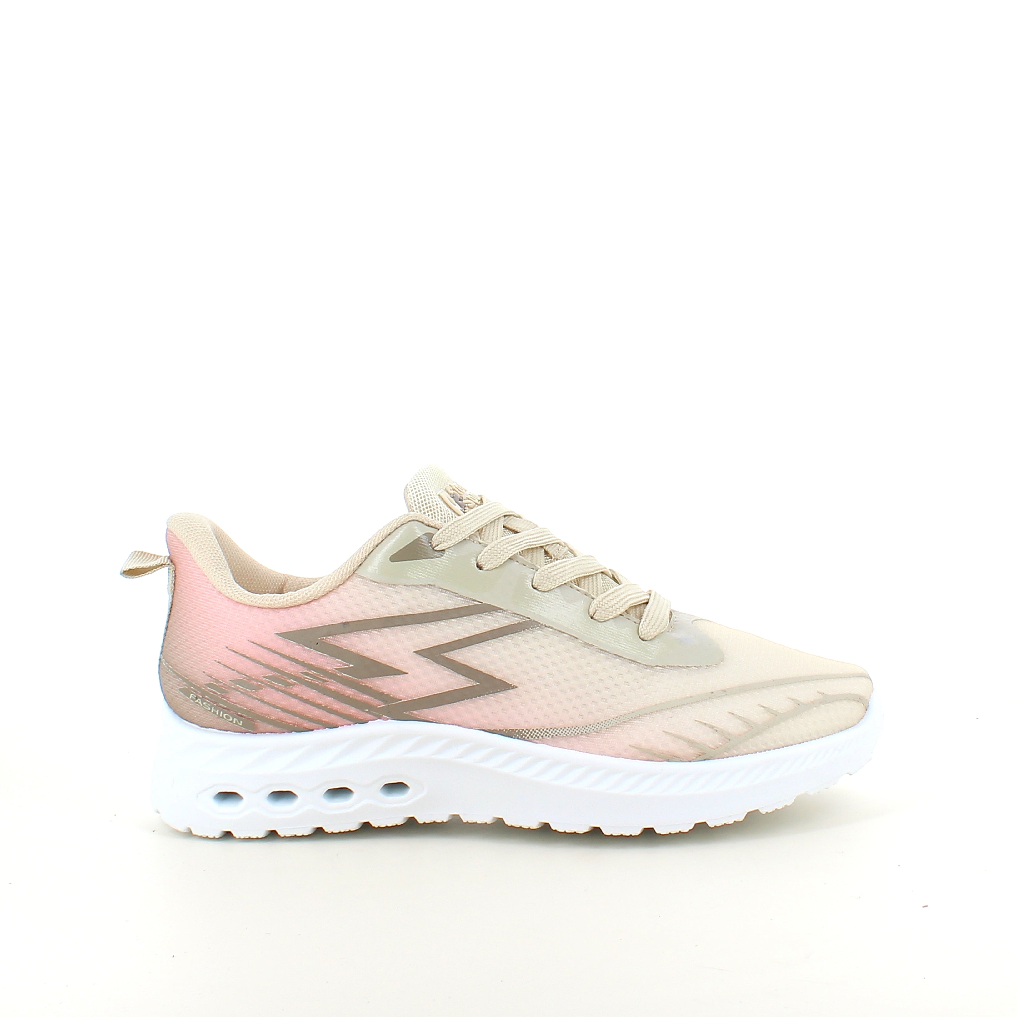Beige letvægts sneakers i mesh med stødabsorberende sål