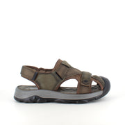 Lukket herresandal i softshell – mørkegrøn sandal med justerbare remme