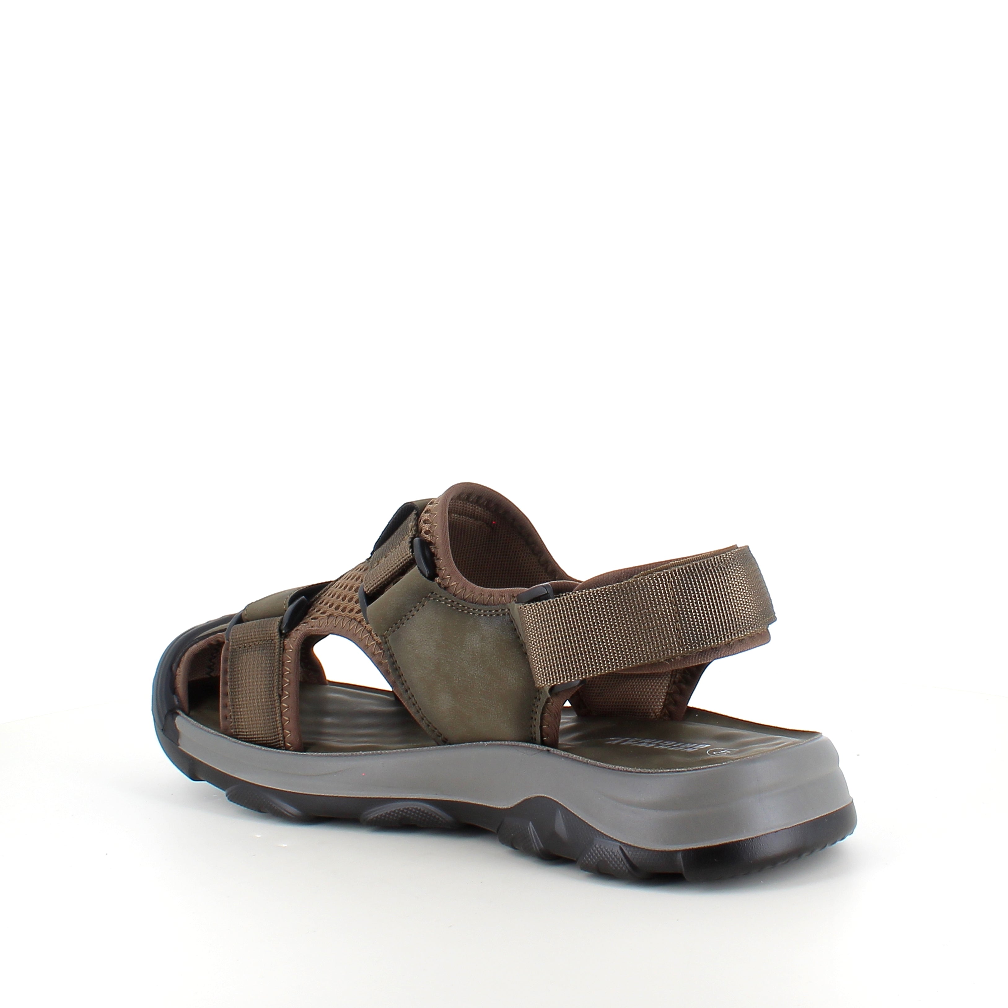 Lukket herresandal i softshell – mørkegrøn sandal med justerbare remme