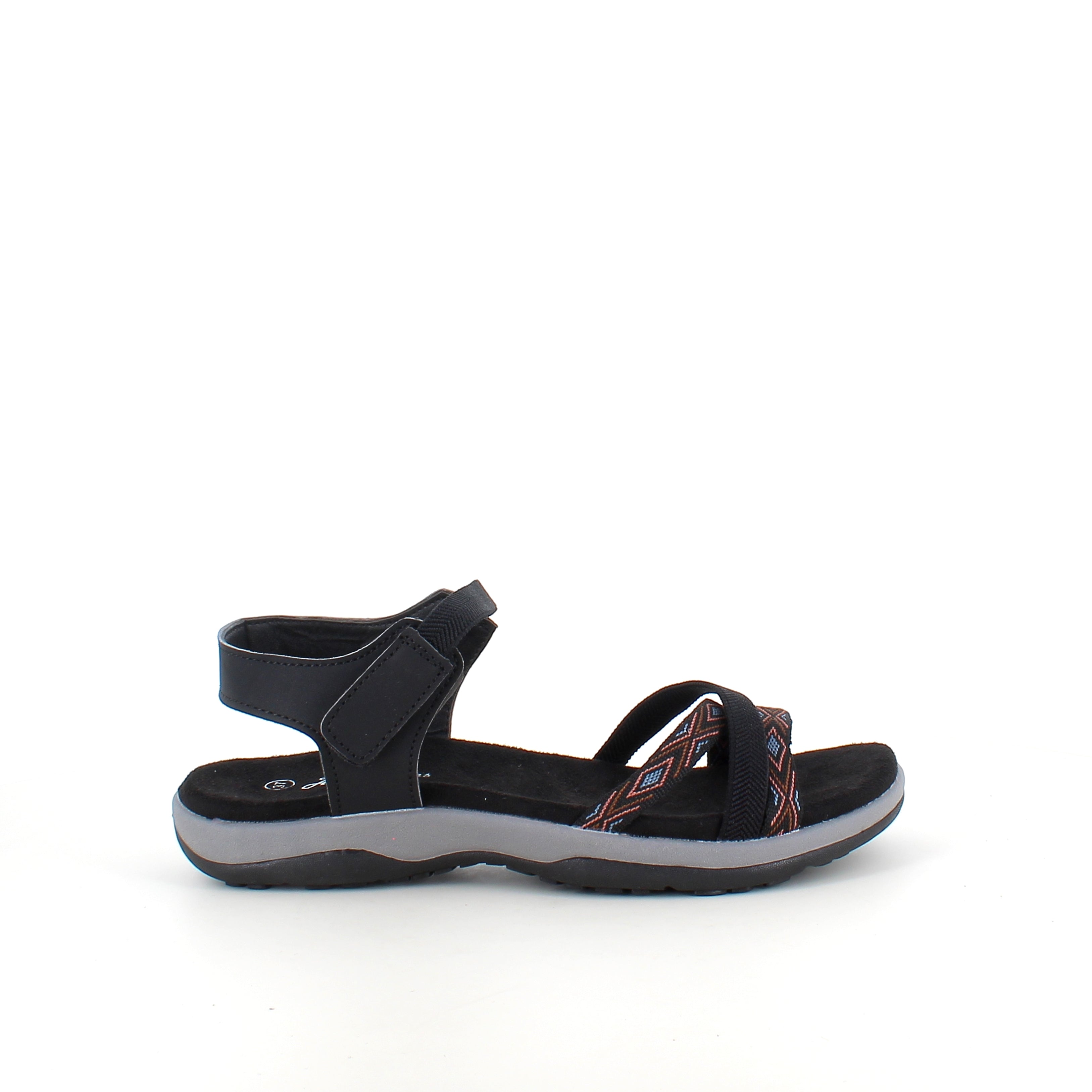 Sort sandal med elastikremme & velcro – klassisk & anvendelig
