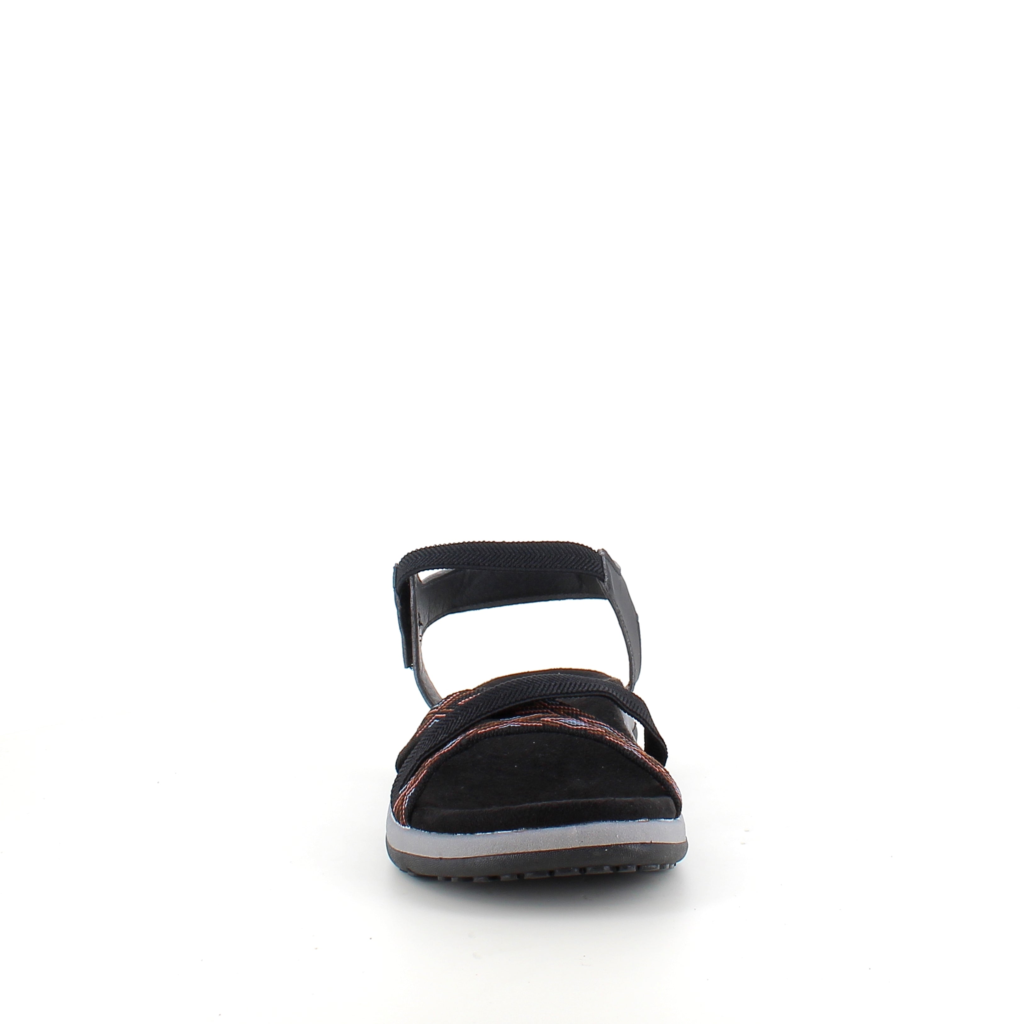 Sort sandal med elastikremme & velcro – klassisk & anvendelig