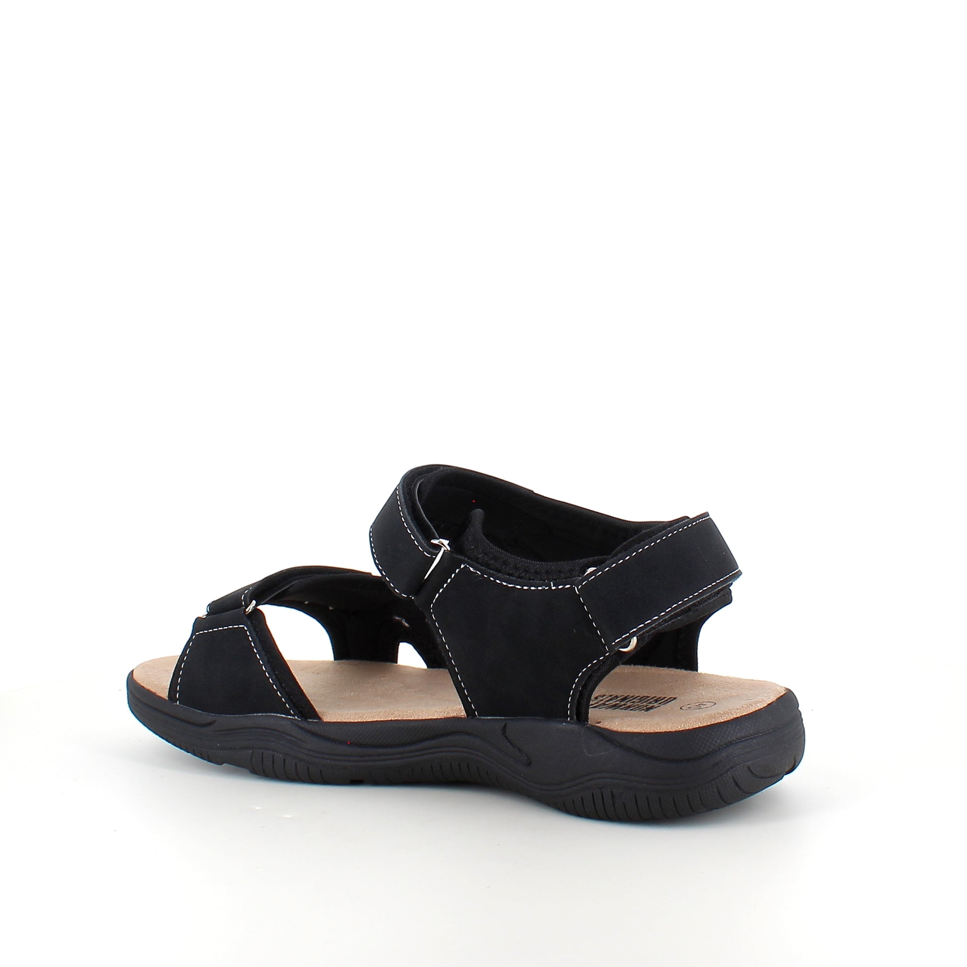 Herresandal med 3 velcroremme – sort sandal med god bredde